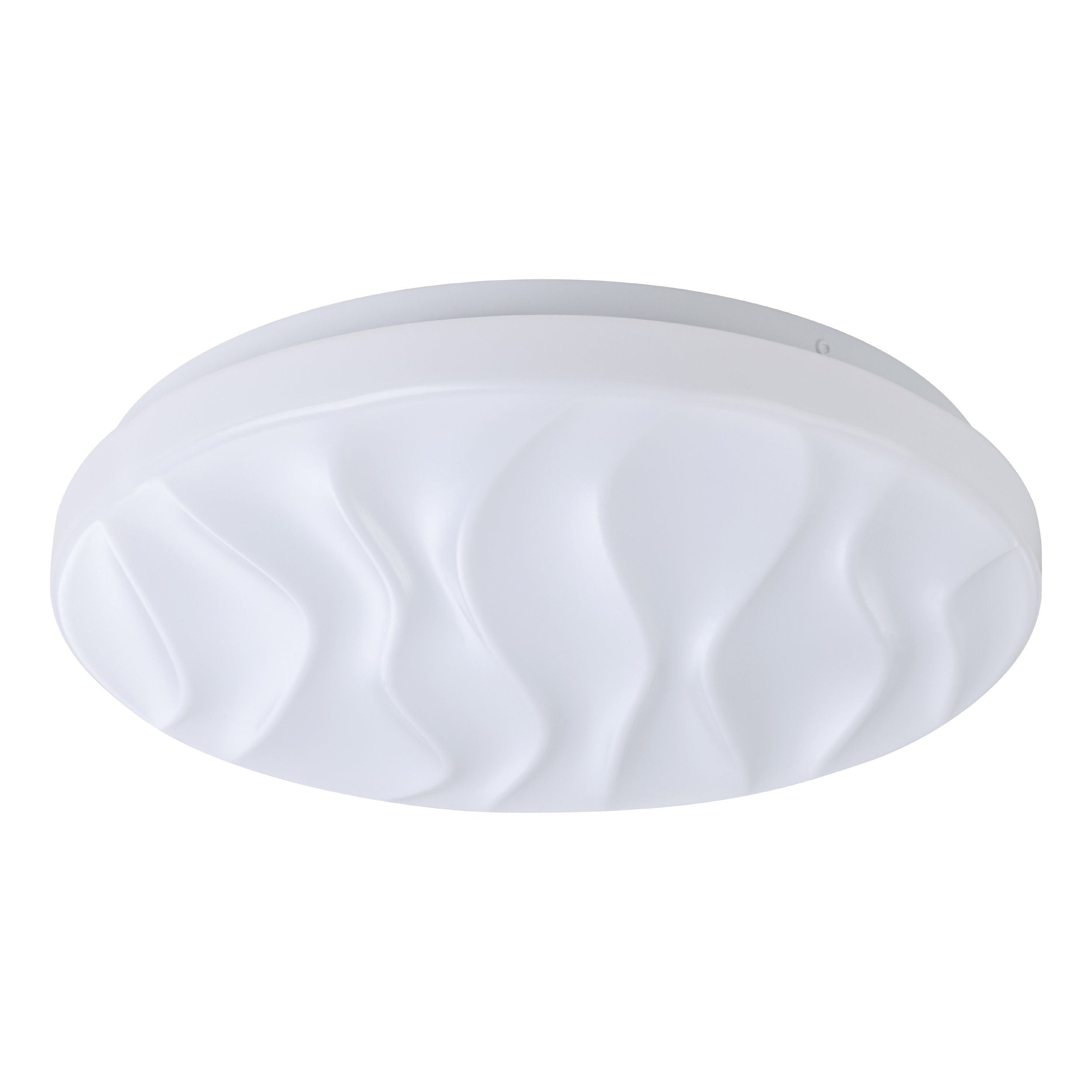 Wavey 18w Textured White Tri-colour LED Ceiling Oyster Light