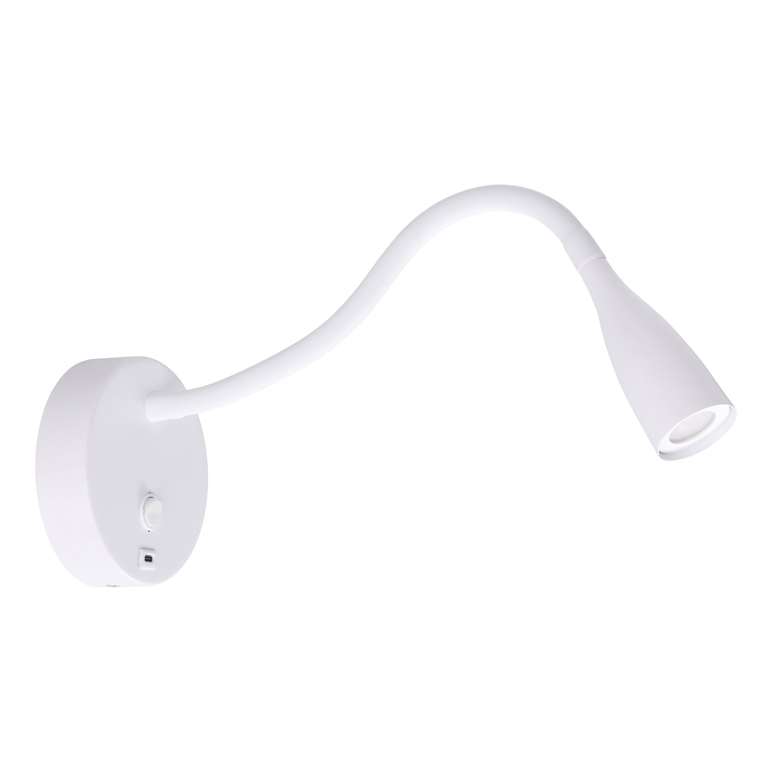 Olivandino White Modern Goose-Neck with USB-C Port Wall Task Light