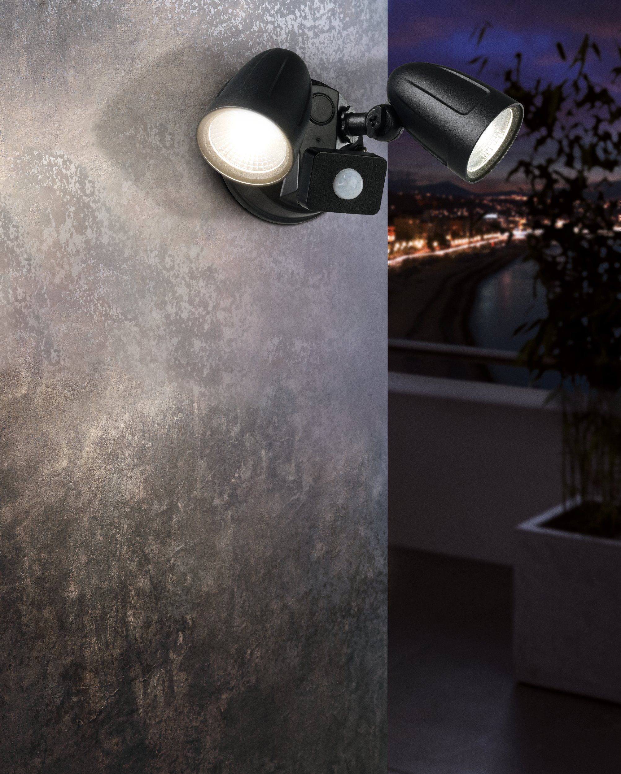 Chopper-2 2 Light Black with Sensor Aluminium Exterior Security Spot Light