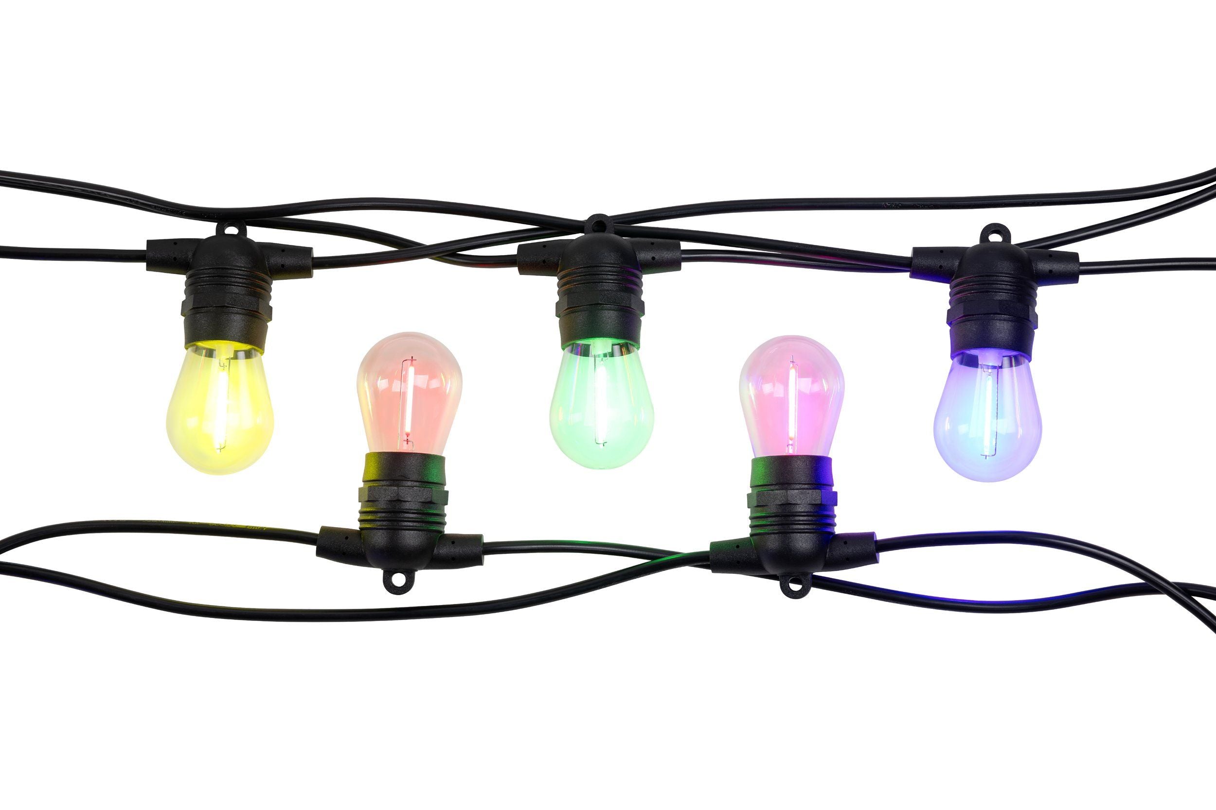 Festoon Extension Black with 10-Light Multi-Colour