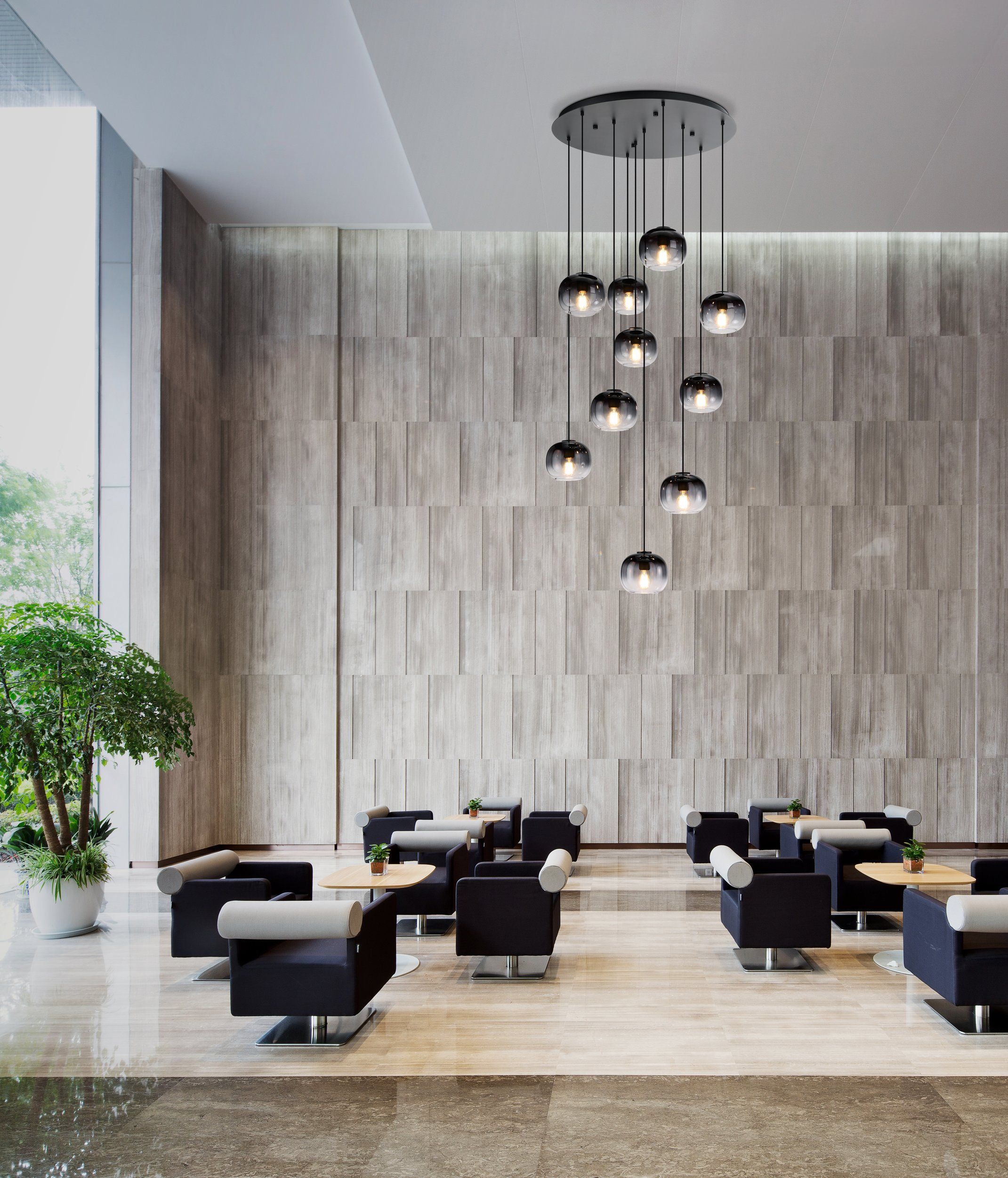 Oilella 10 Light Black and Smoke Contemporary Pendant