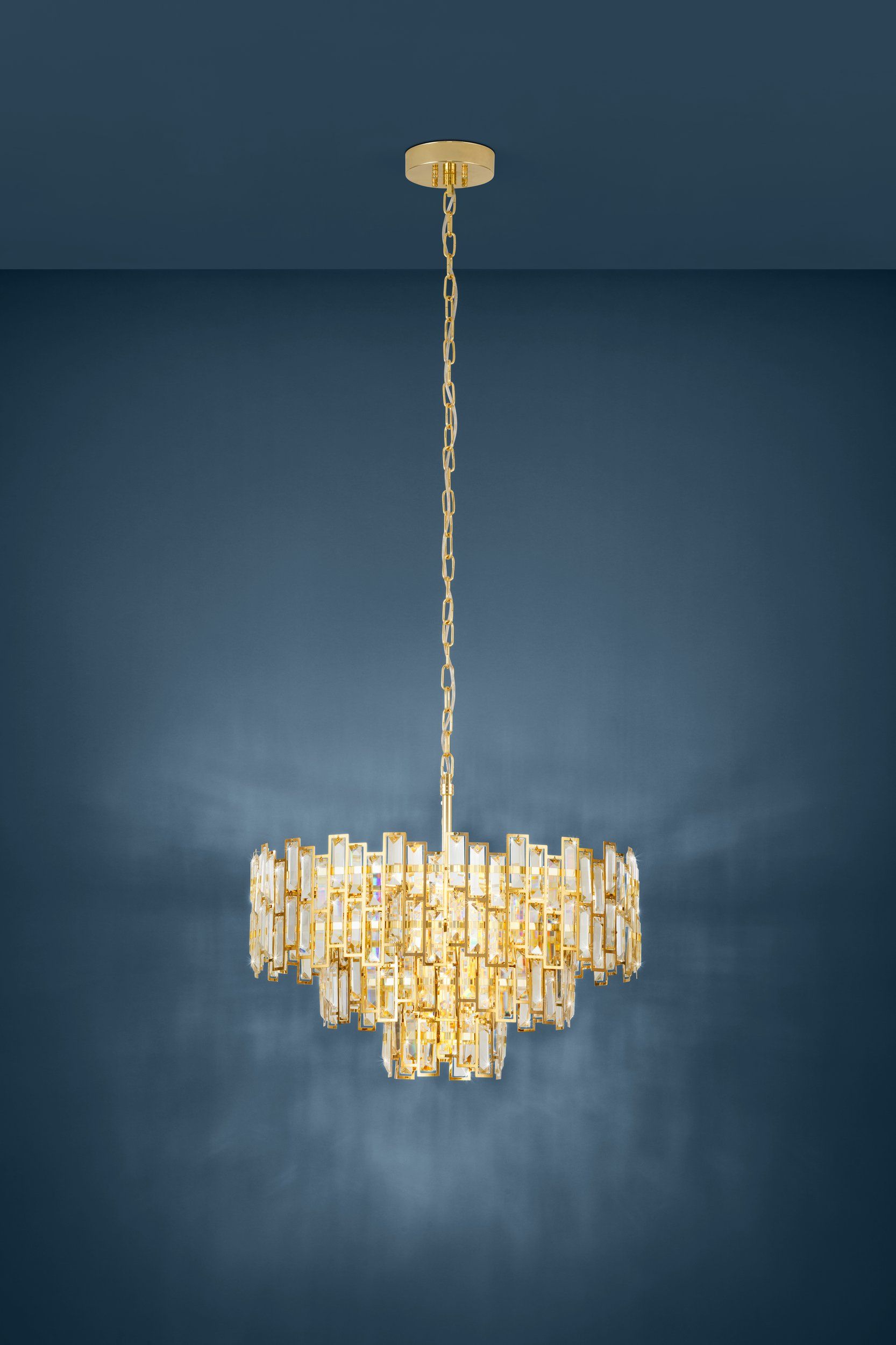 Calmeilles 63cm 10 Light Brass and Crystal Classic Feature Pendant