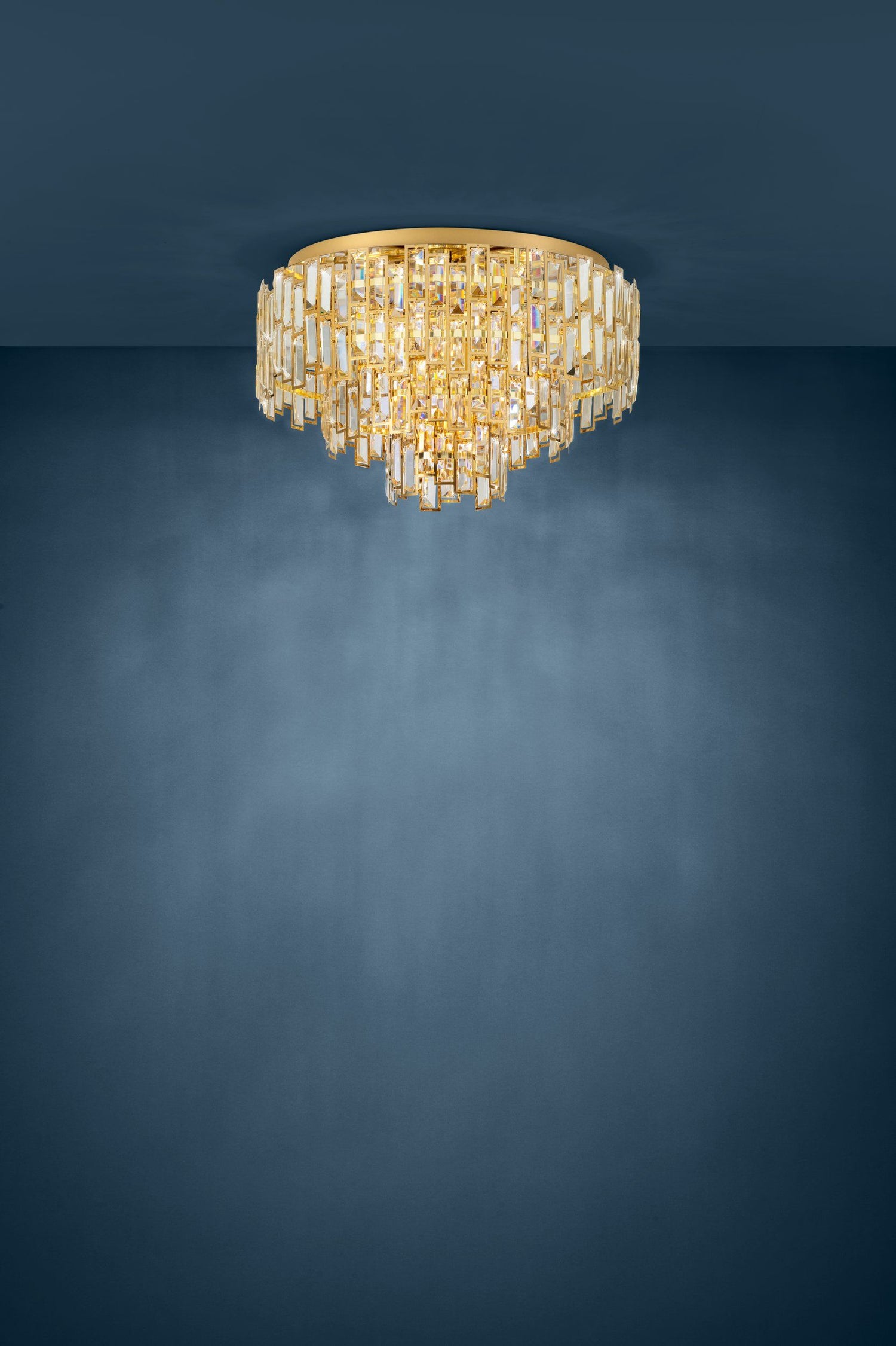 Calmeilles 63cm 10 Light Brass and Crystal Classic Feature Close to Ceiling
