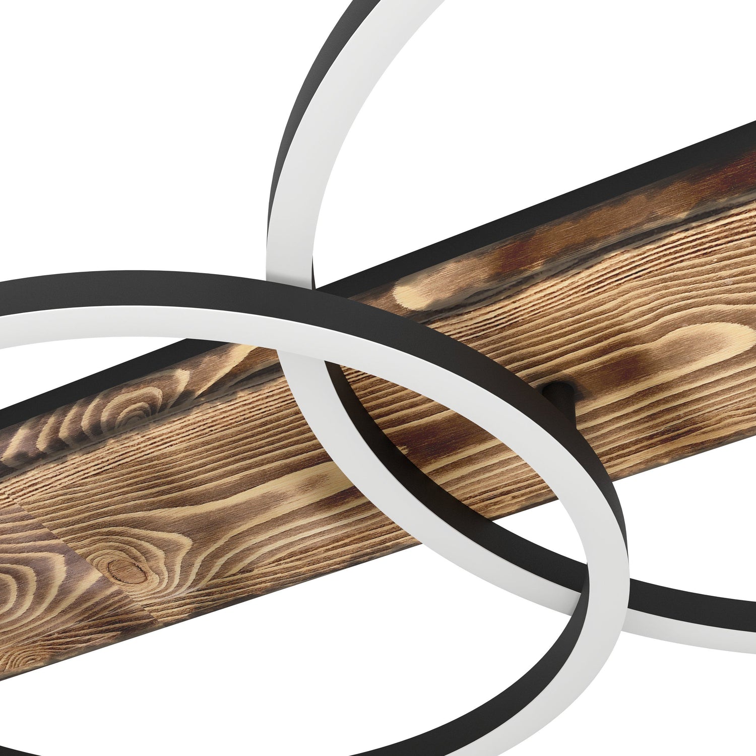 Boyal Brown Rustic Timber with Black 2 Ring LED Contemporary Close to Ceiling