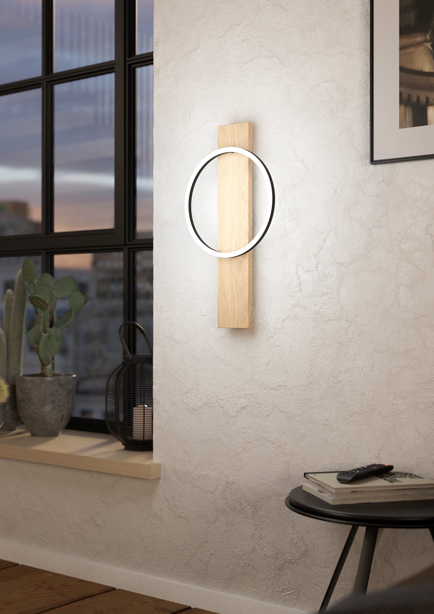 Boyal Natural Timber with Black LED Contemporary Wall Light