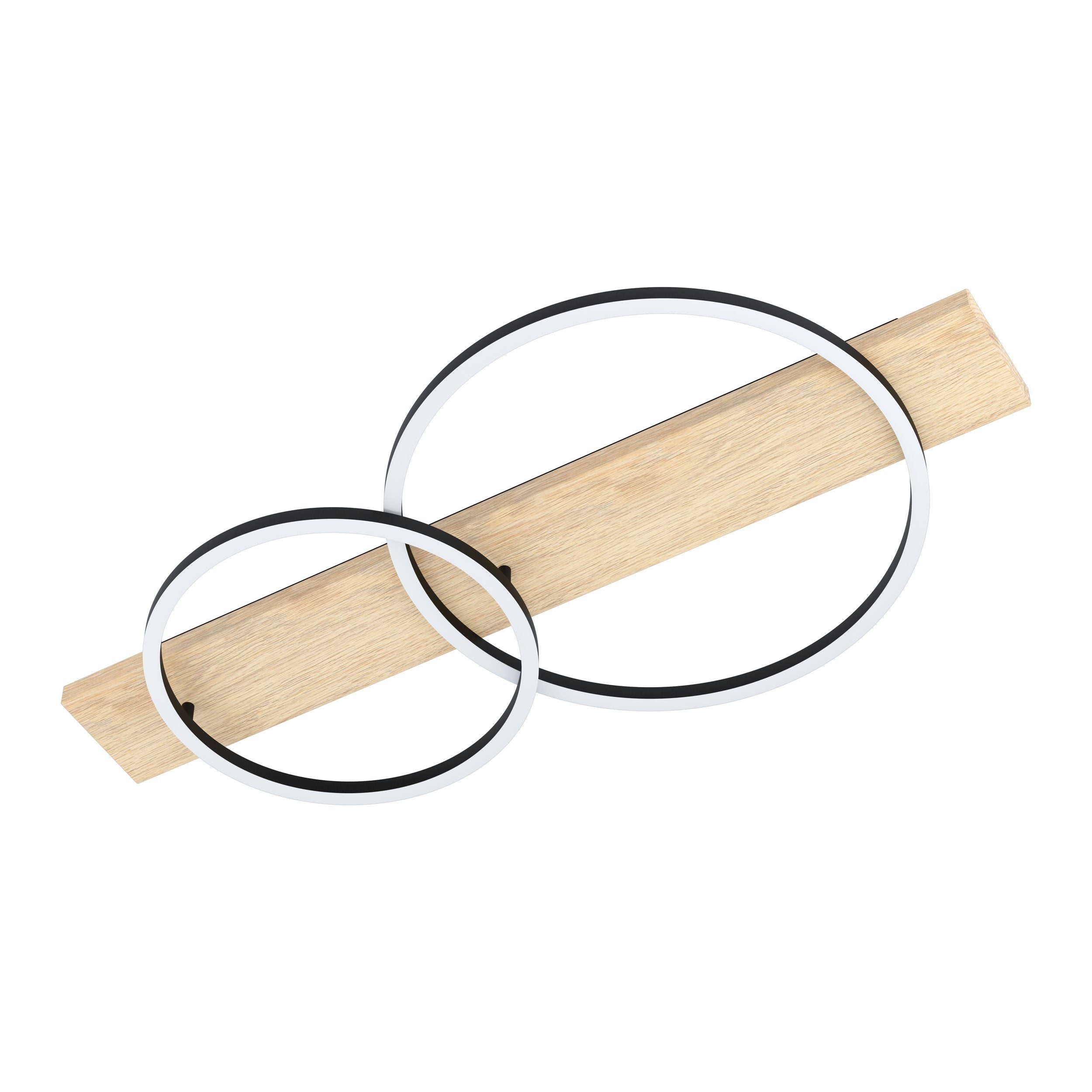 Boyal Natural Timber with Black 2 Ring LED Contemporary Close to Ceiling