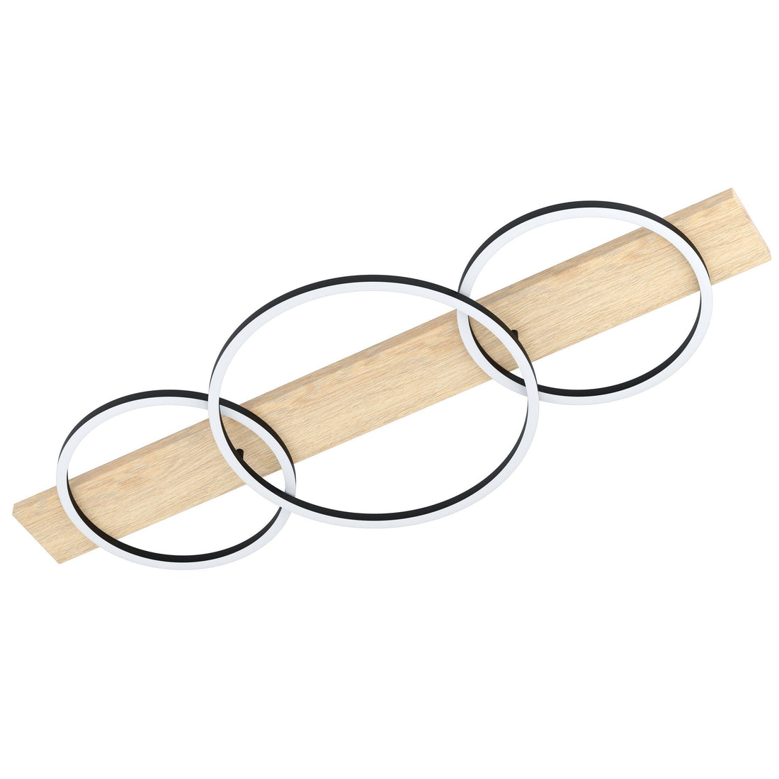 Boyal Natural Timber with Black 3 Ring LED Contemporary Close to Ceiling