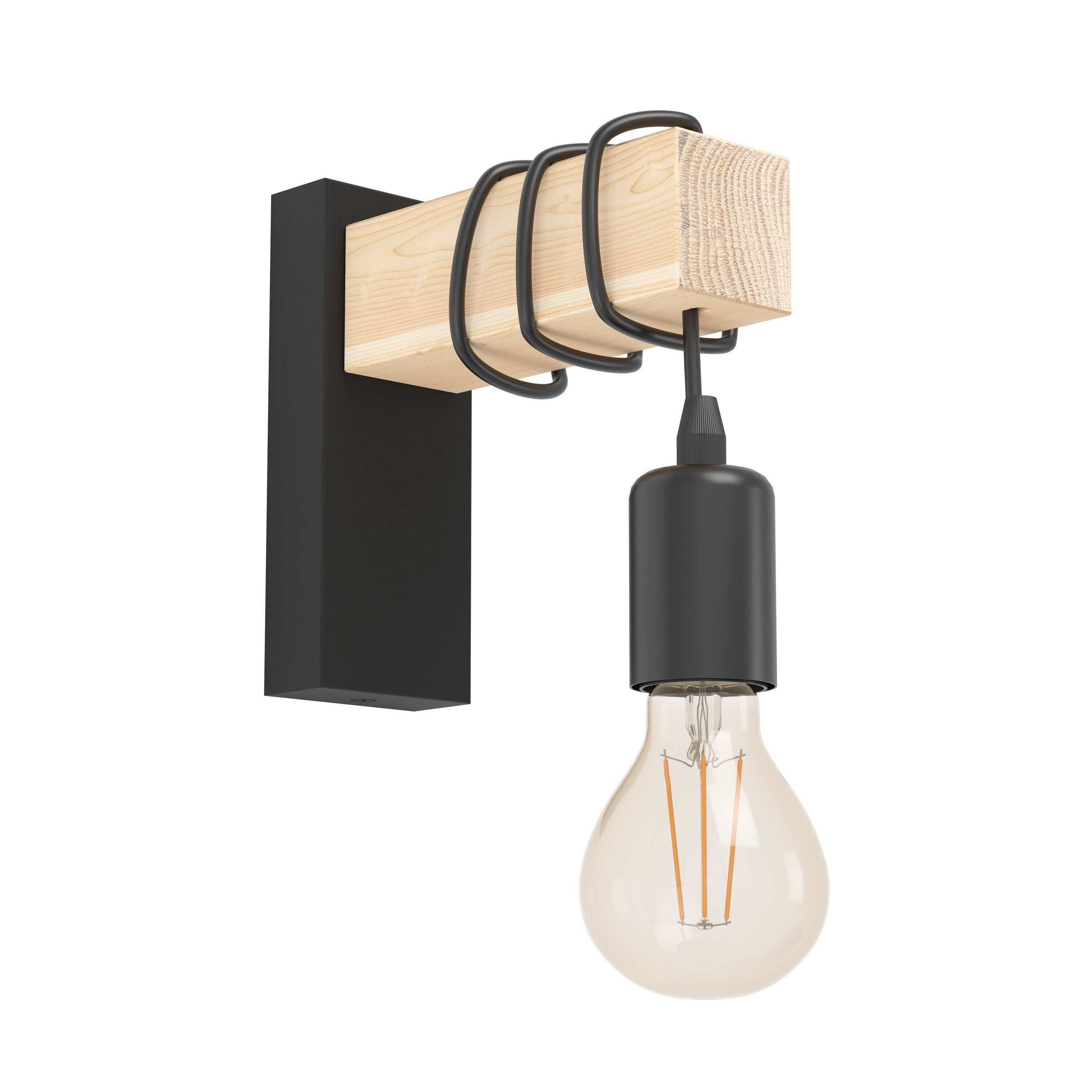 Townshend Black and FSC Timber Vintage Indoor Wall Light