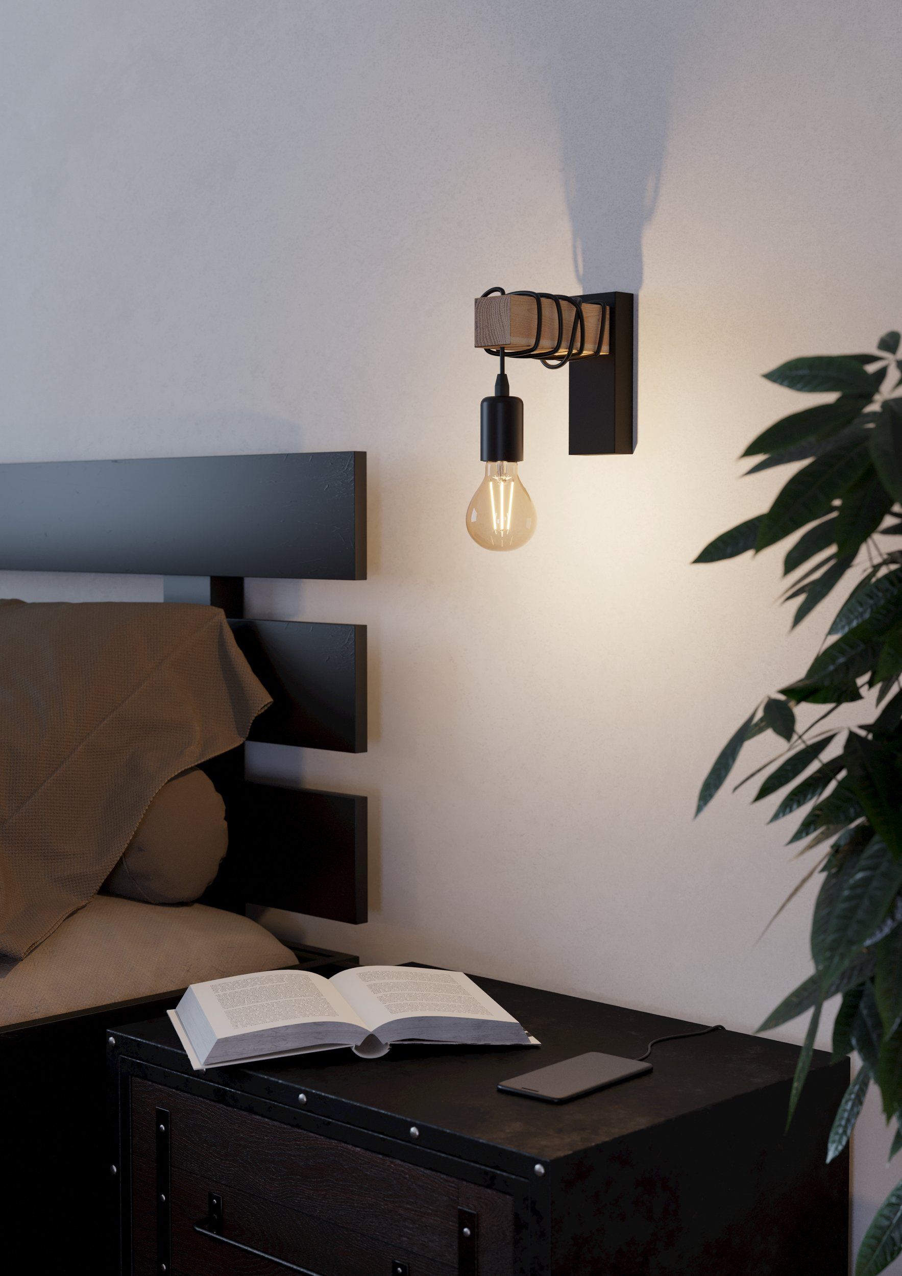 Townshend Black and FSC Timber Vintage Indoor Wall Light