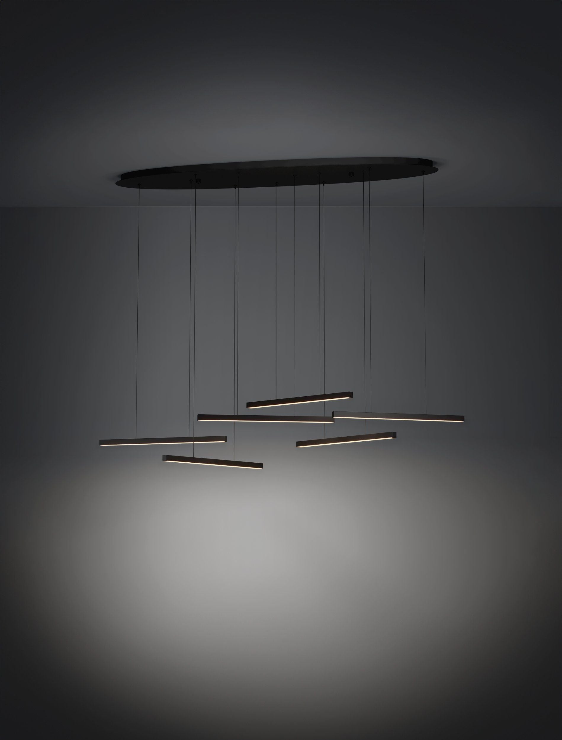 Lindoza 6 Light Linear Black Slimline Contemporary Feature Pendant