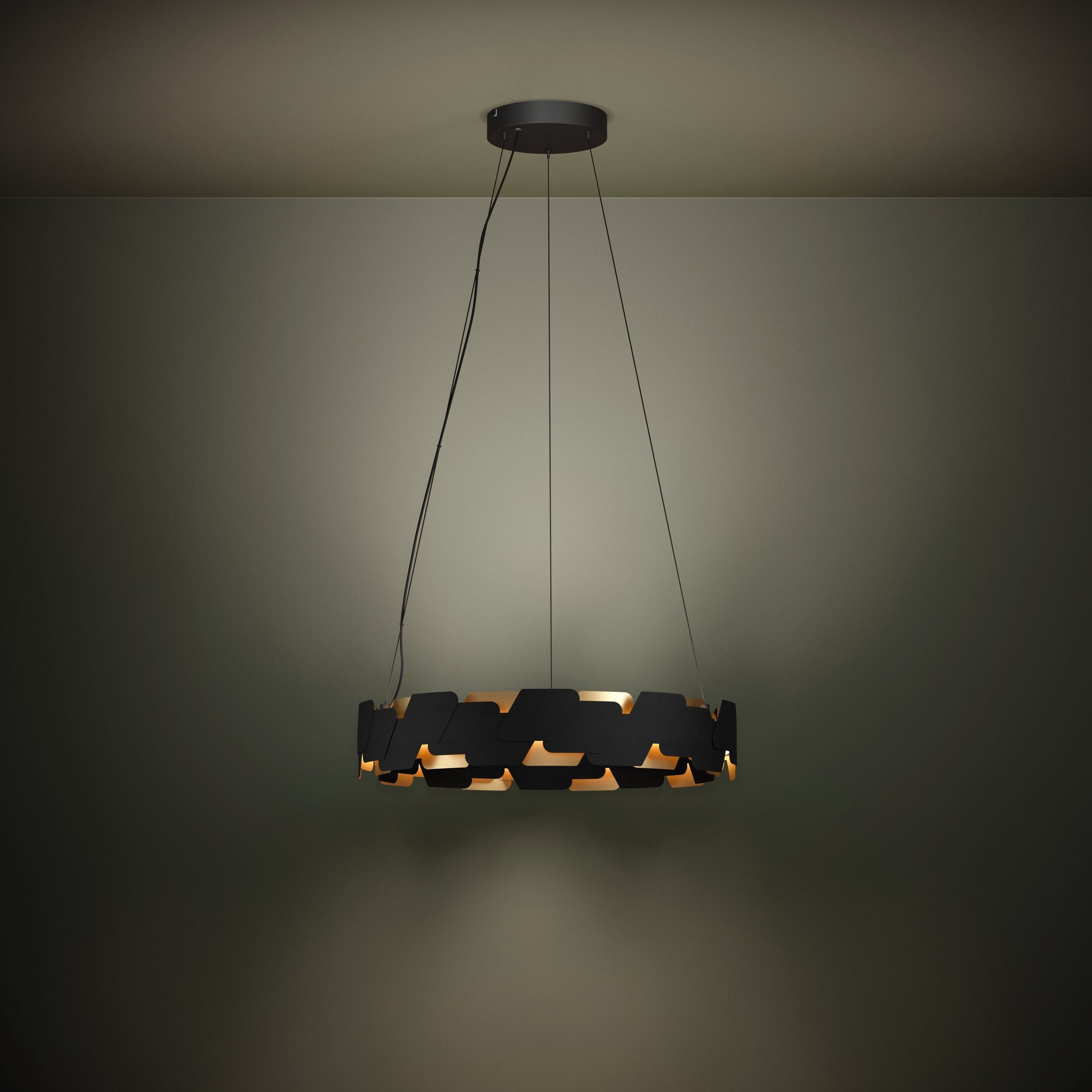 Altagracia Round 70w LED Warm White Black and Gold Contemporary Pendant
