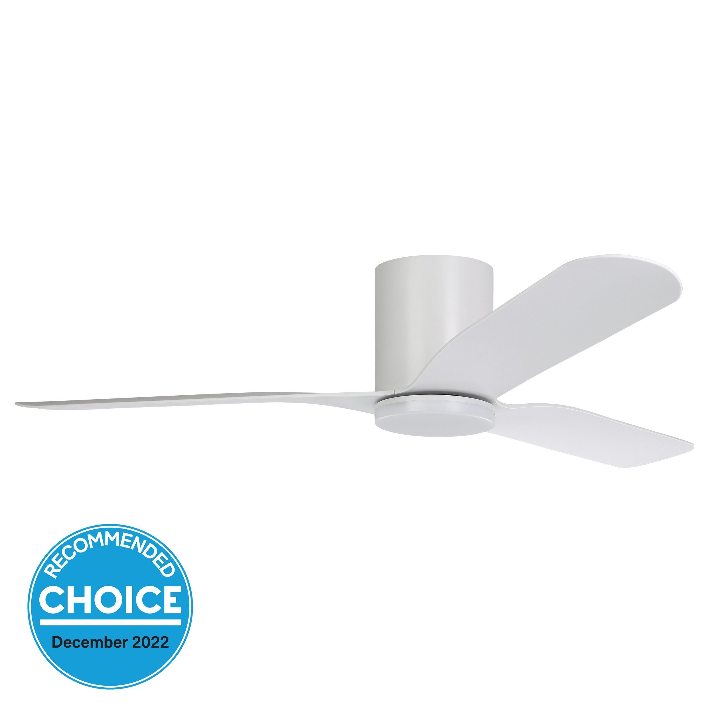 Iluka 52"/1320mm White with LED Light DC Low Profile Flush Ceiling Fan