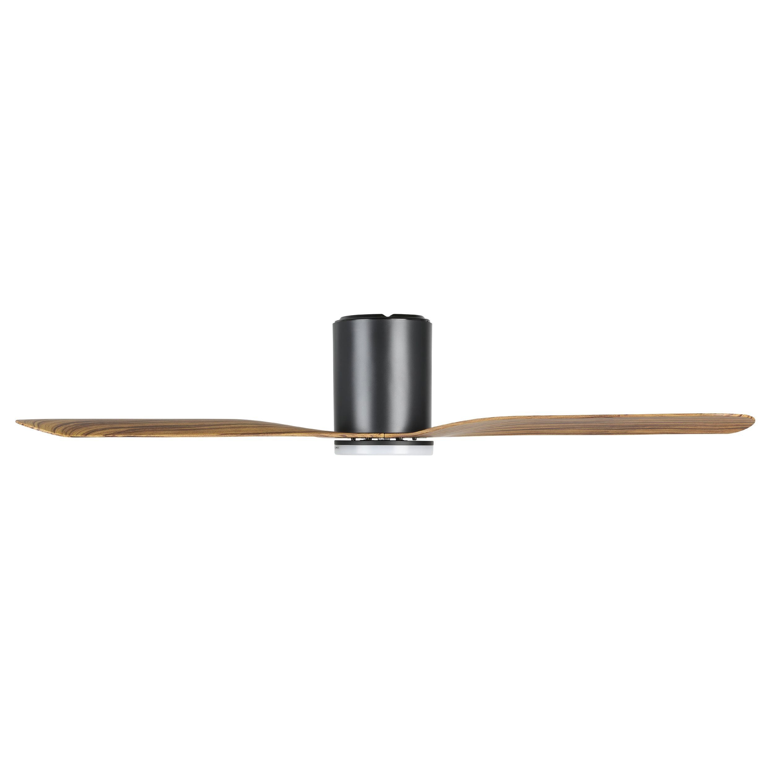 Iluka 52&quot;/1320mm Black and Rustic Timber with LED Light DC Low Profile Flush Ceiling Fan