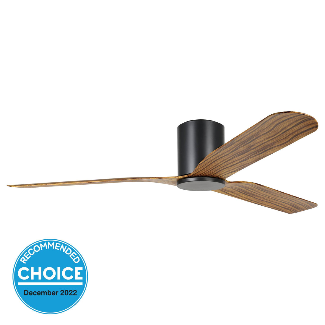 Iluka 60&quot;/1520mm Black and Rustic Timber DC Low Profile Flush Ceiling Fan