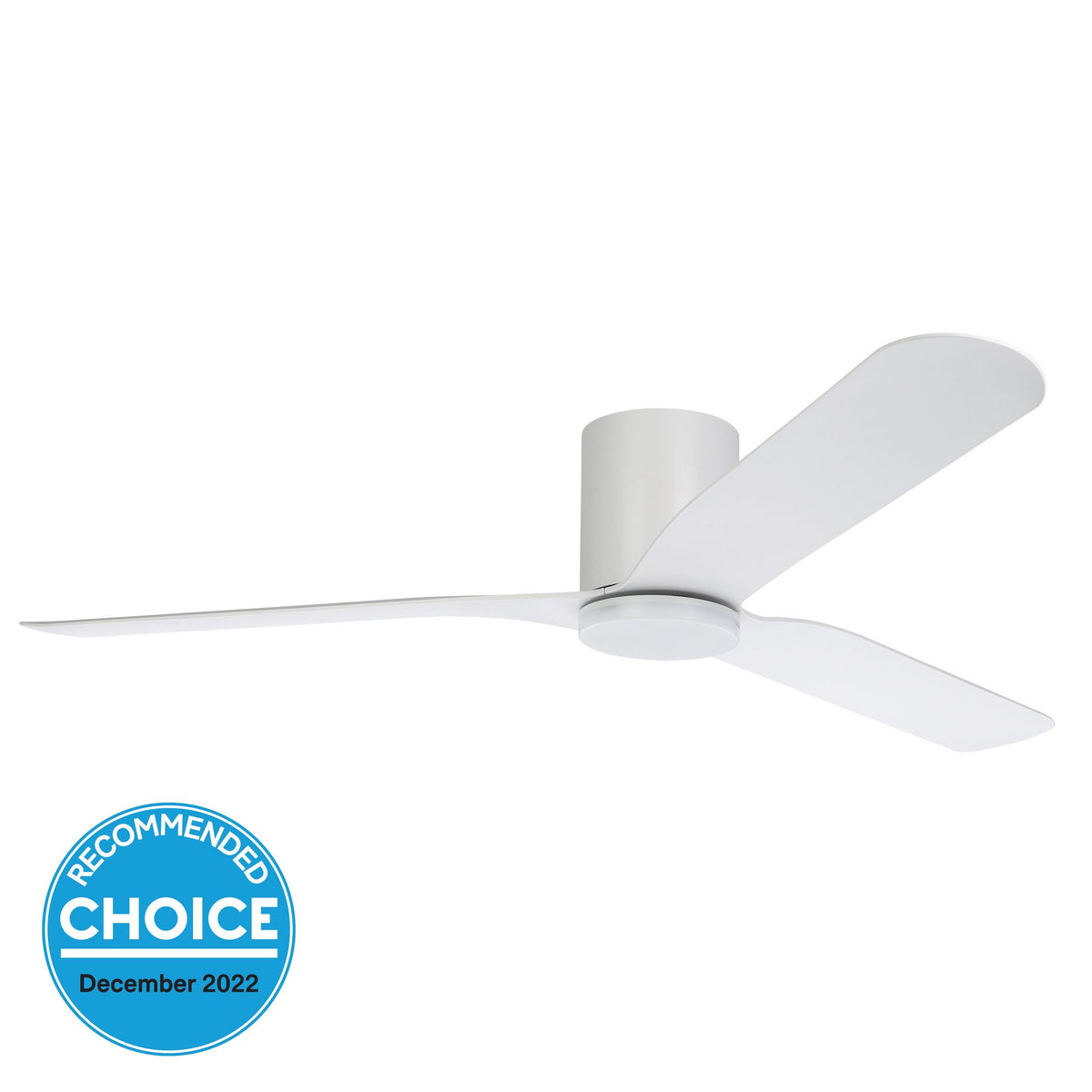 Iluka 60"/1520mm White with LED Light DC Low Profile Flush Ceiling Fan