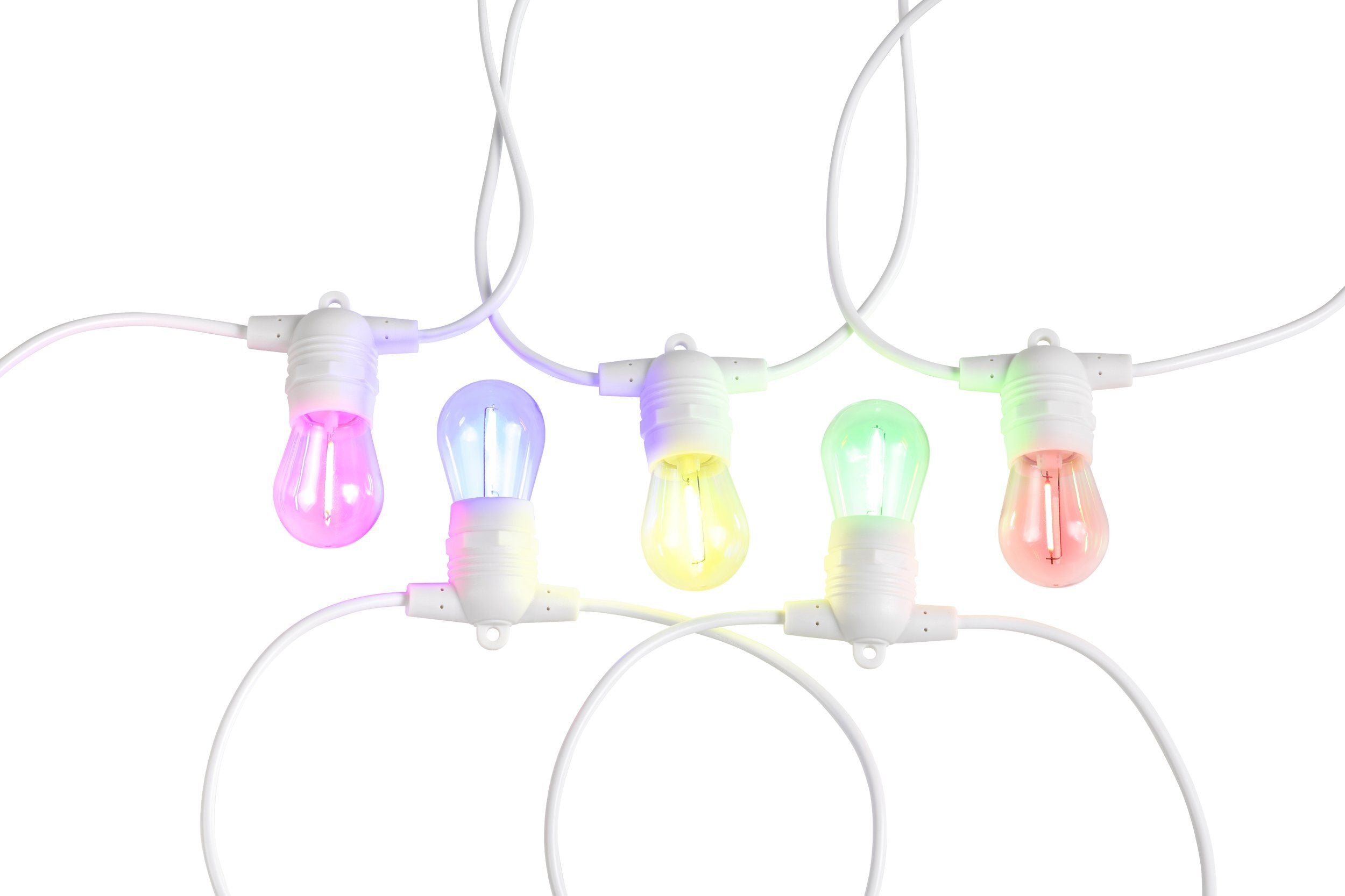 Festoon Extension White with 10-Light Multi-Colour