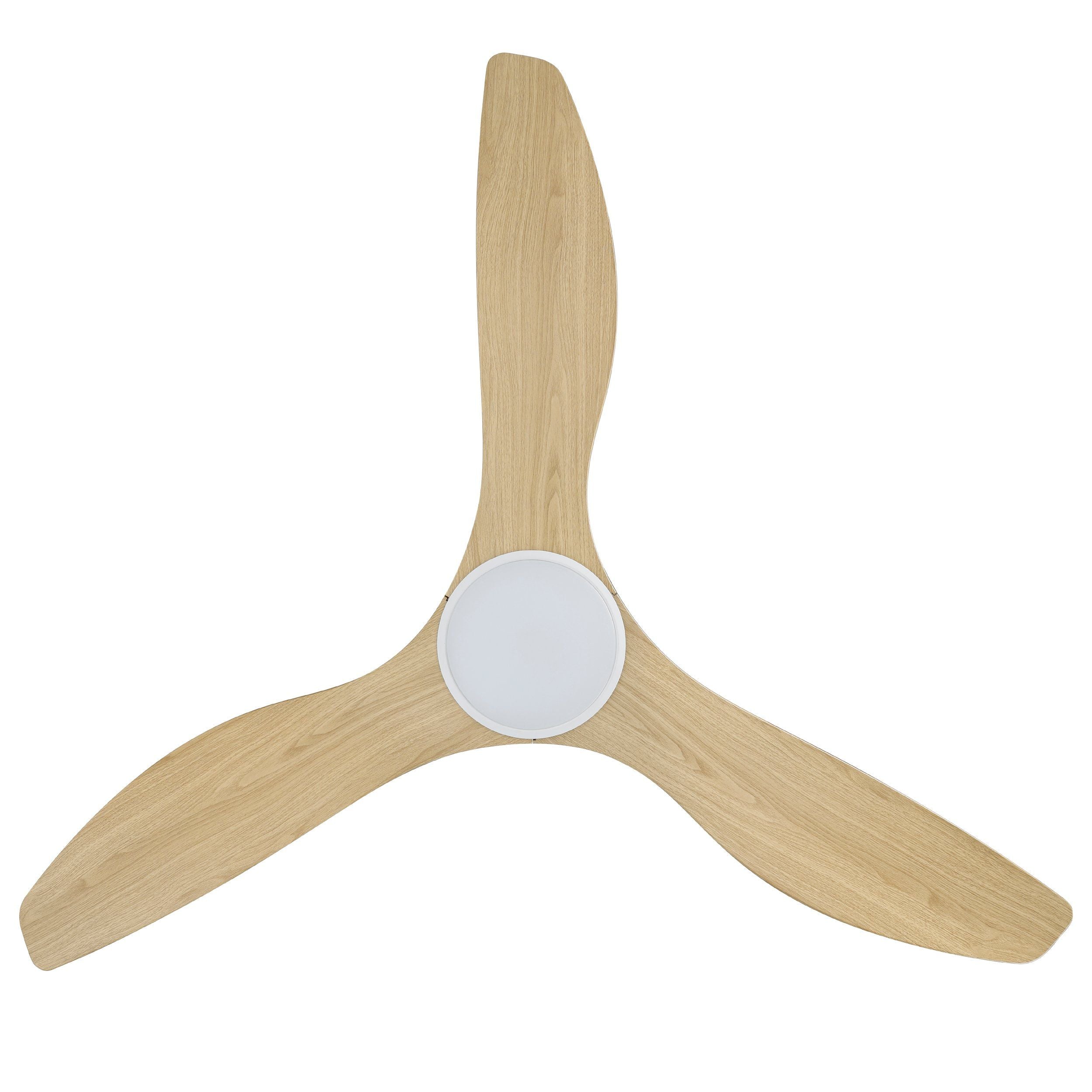 Surf 52"/1320mm 3 Blade White and Oak with LED Light DC Motor ABS Ceiling Fan