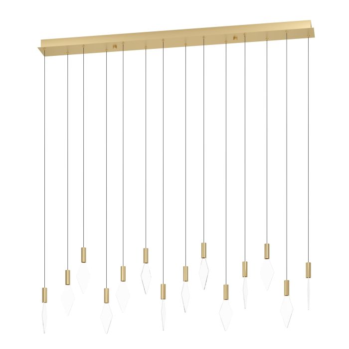 Mirador 14 Light Linear Brass and Acrylic Contemporary Feature Pendant