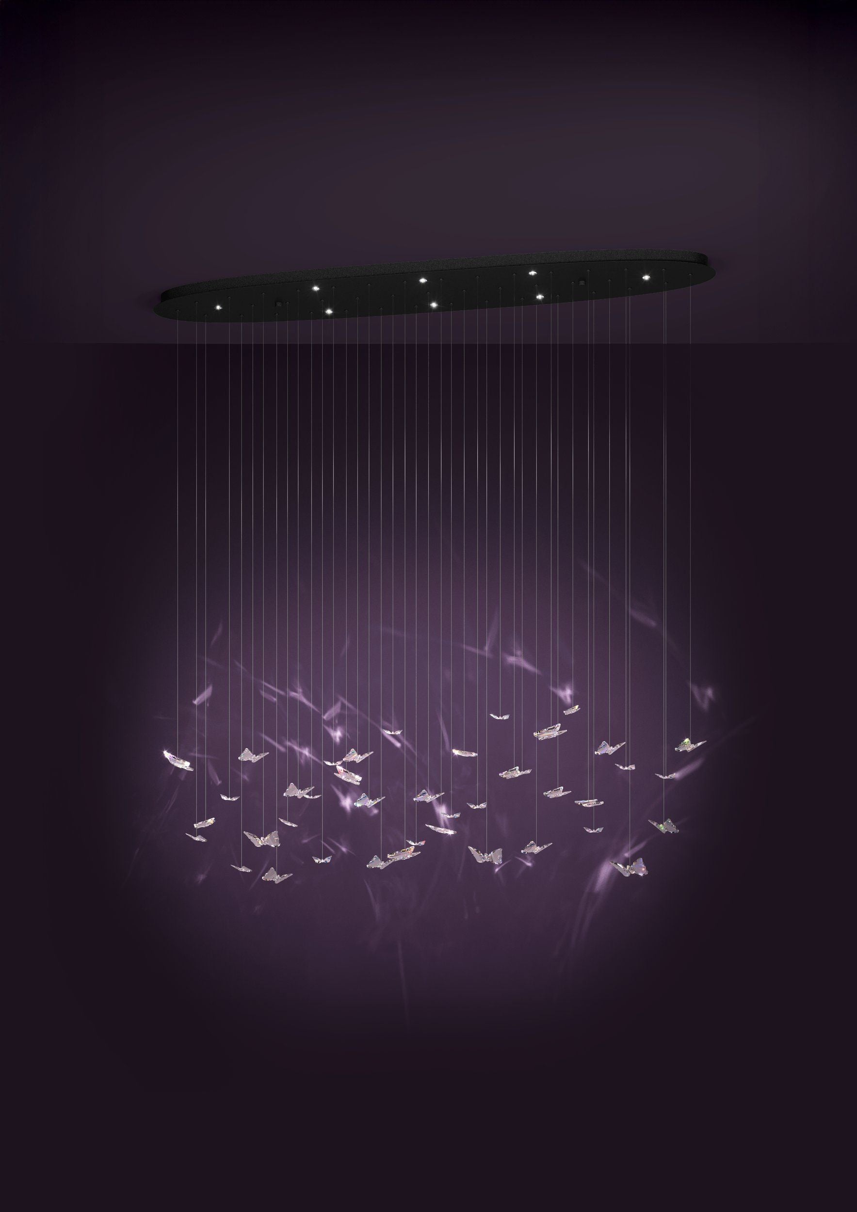 Adrados Black and Crystal Butterfly 1480mm Linear LED Contemporary Pendant