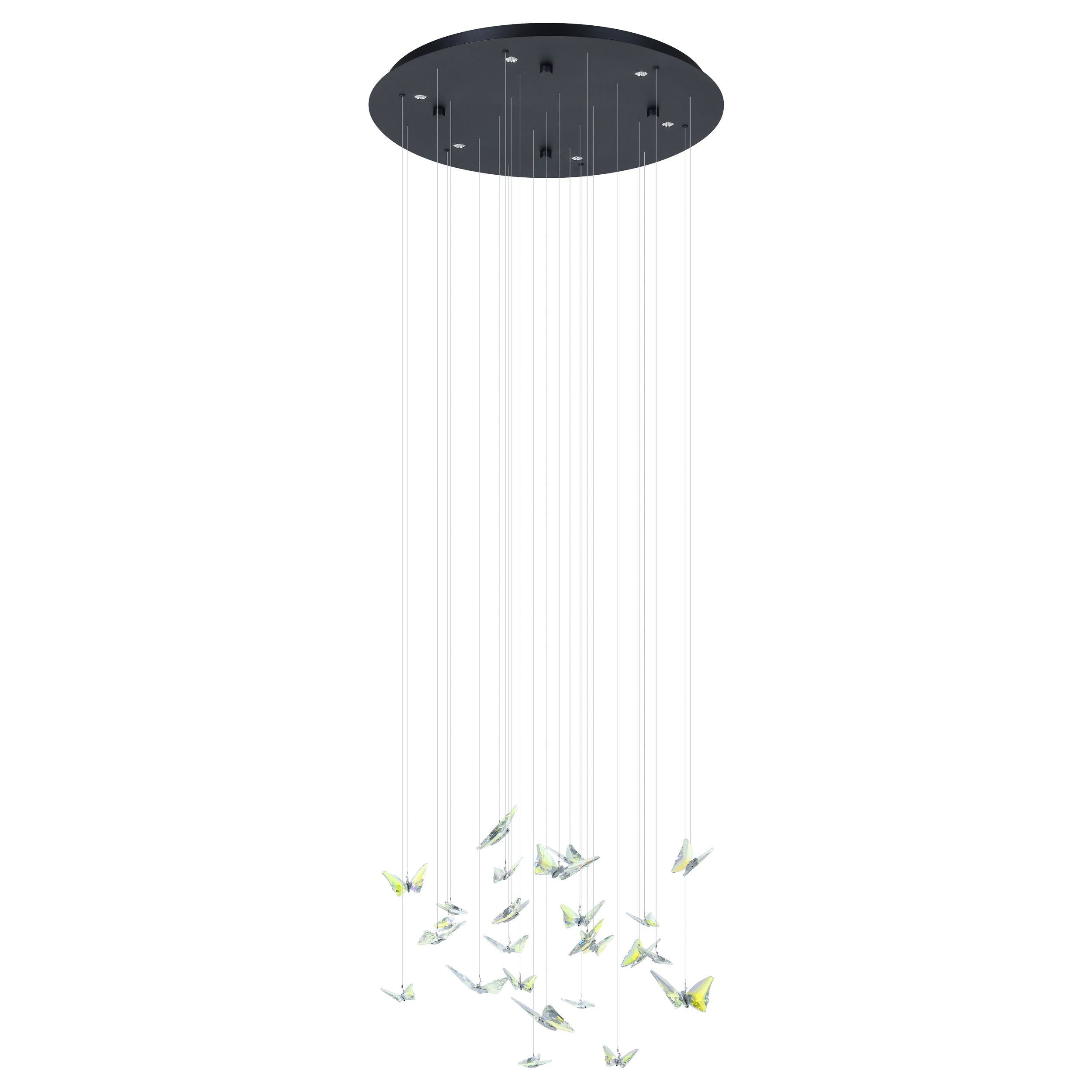Adrados Black and Crystal Butterfly 580mm LED Contemporary Pendant