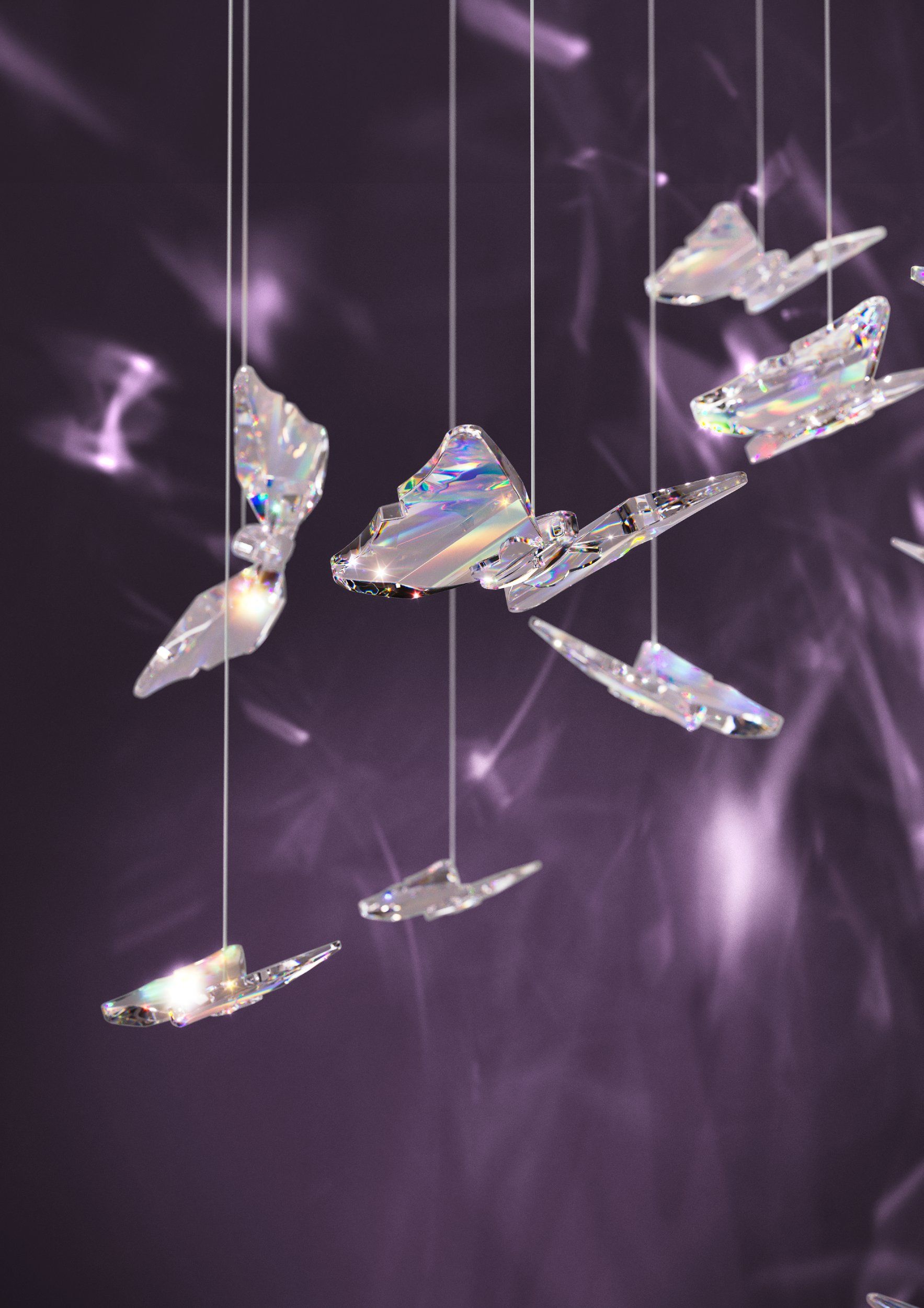 Adrados Black and Crystal Butterfly 580mm LED Contemporary Pendant