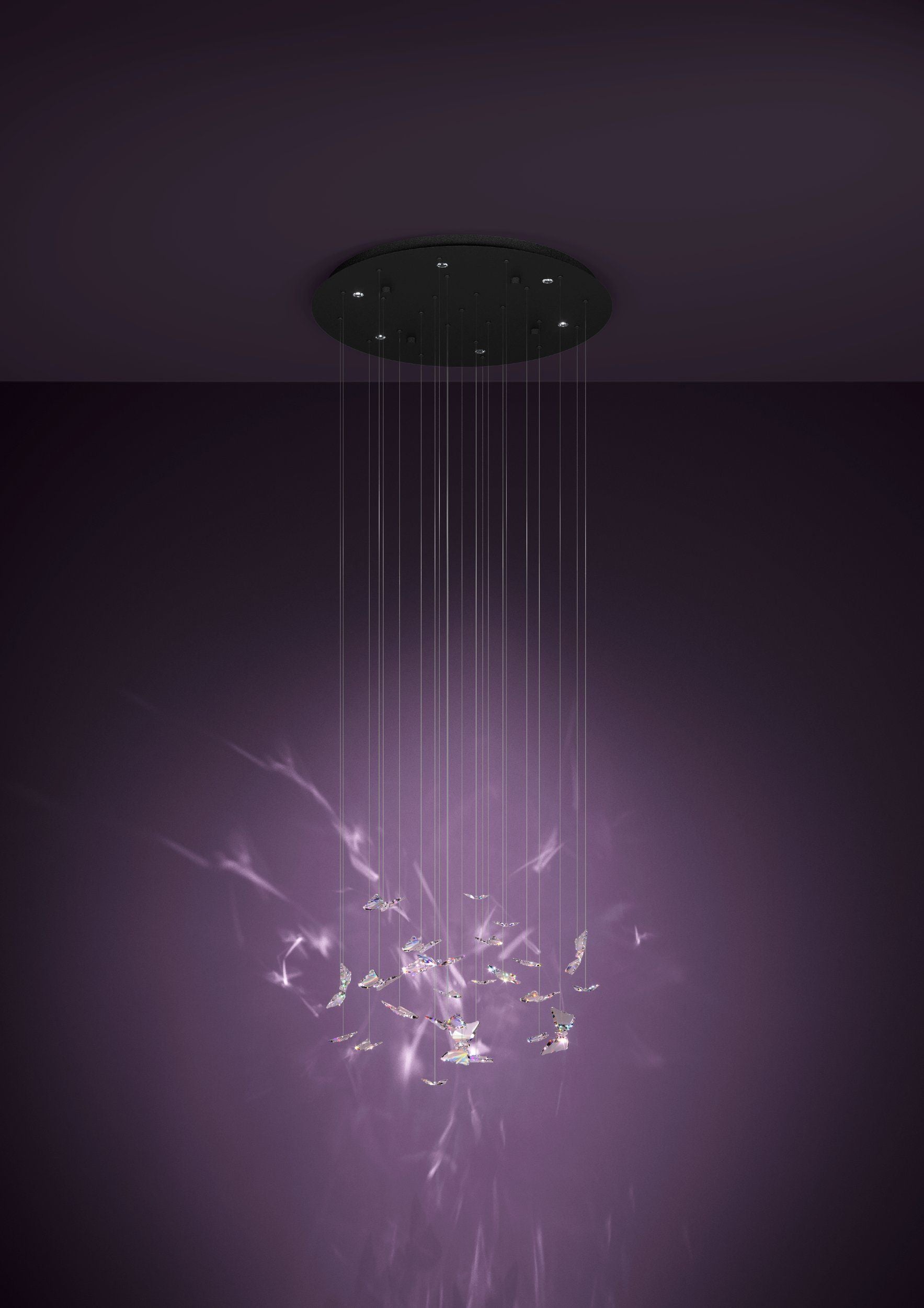 Adrados Black and Crystal Butterfly 580mm LED Contemporary Pendant