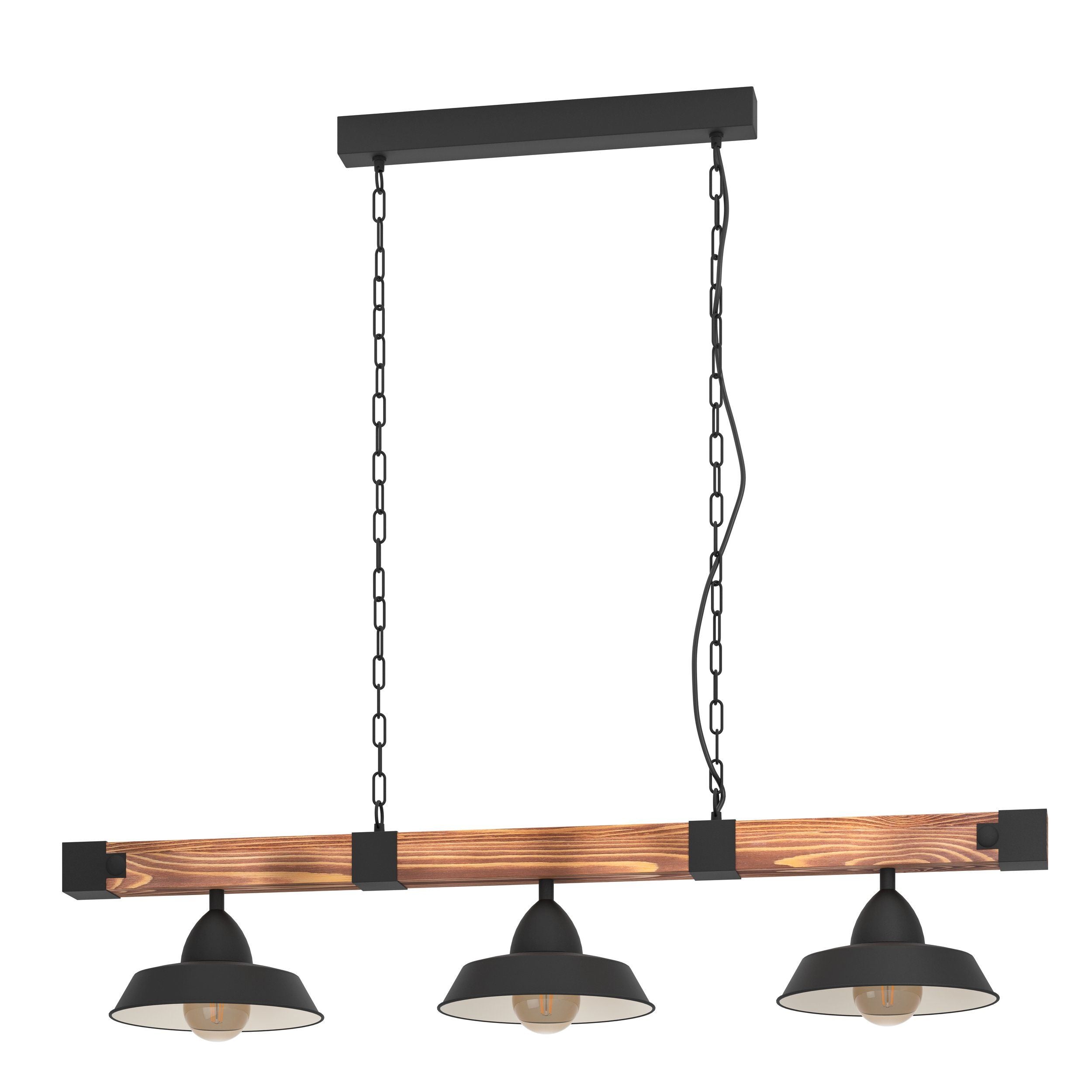 Oldbury Vintage Black and Rustic FSC Timber 3 Light Pendant