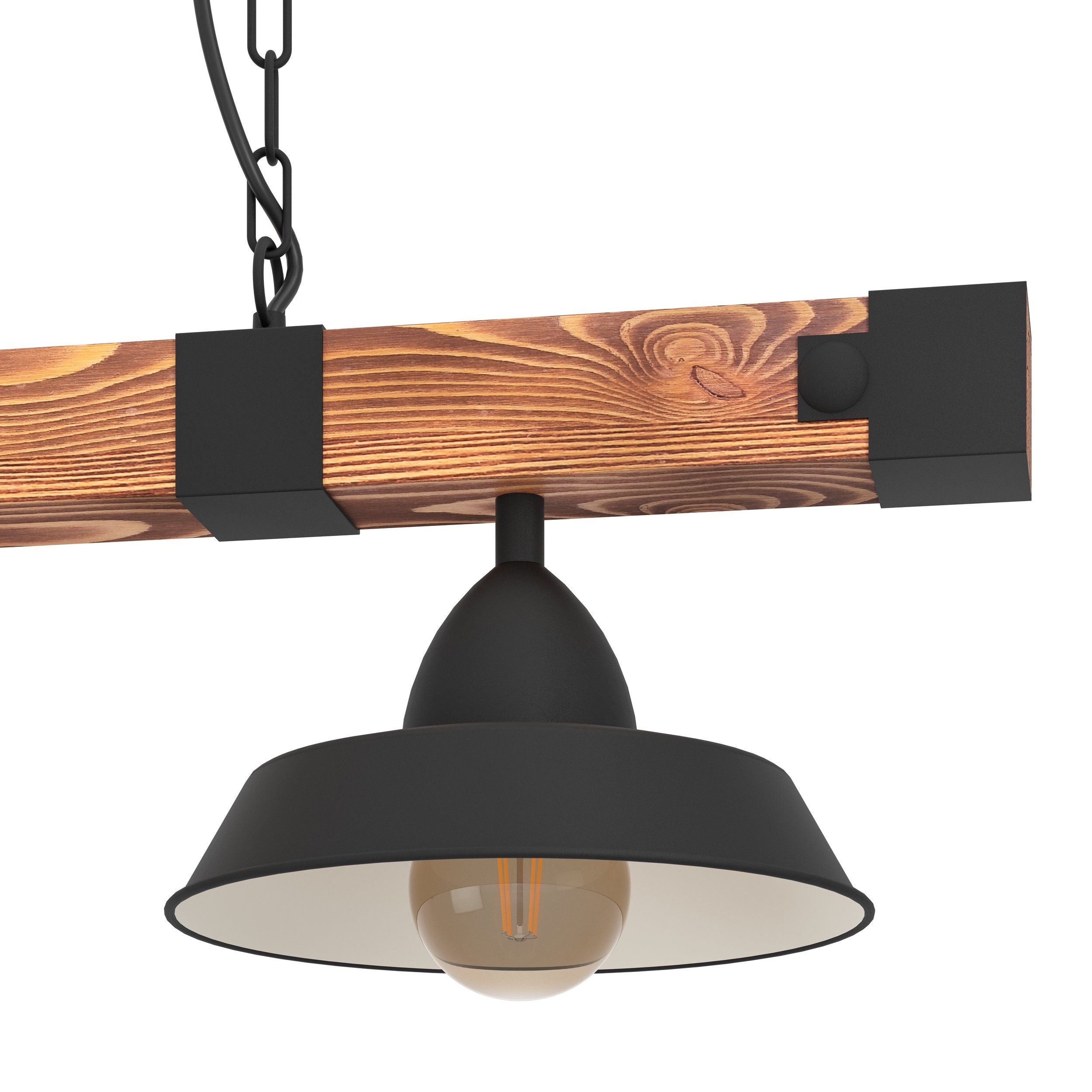 Oldbury Vintage Black and Rustic FSC Timber 3 Light Pendant