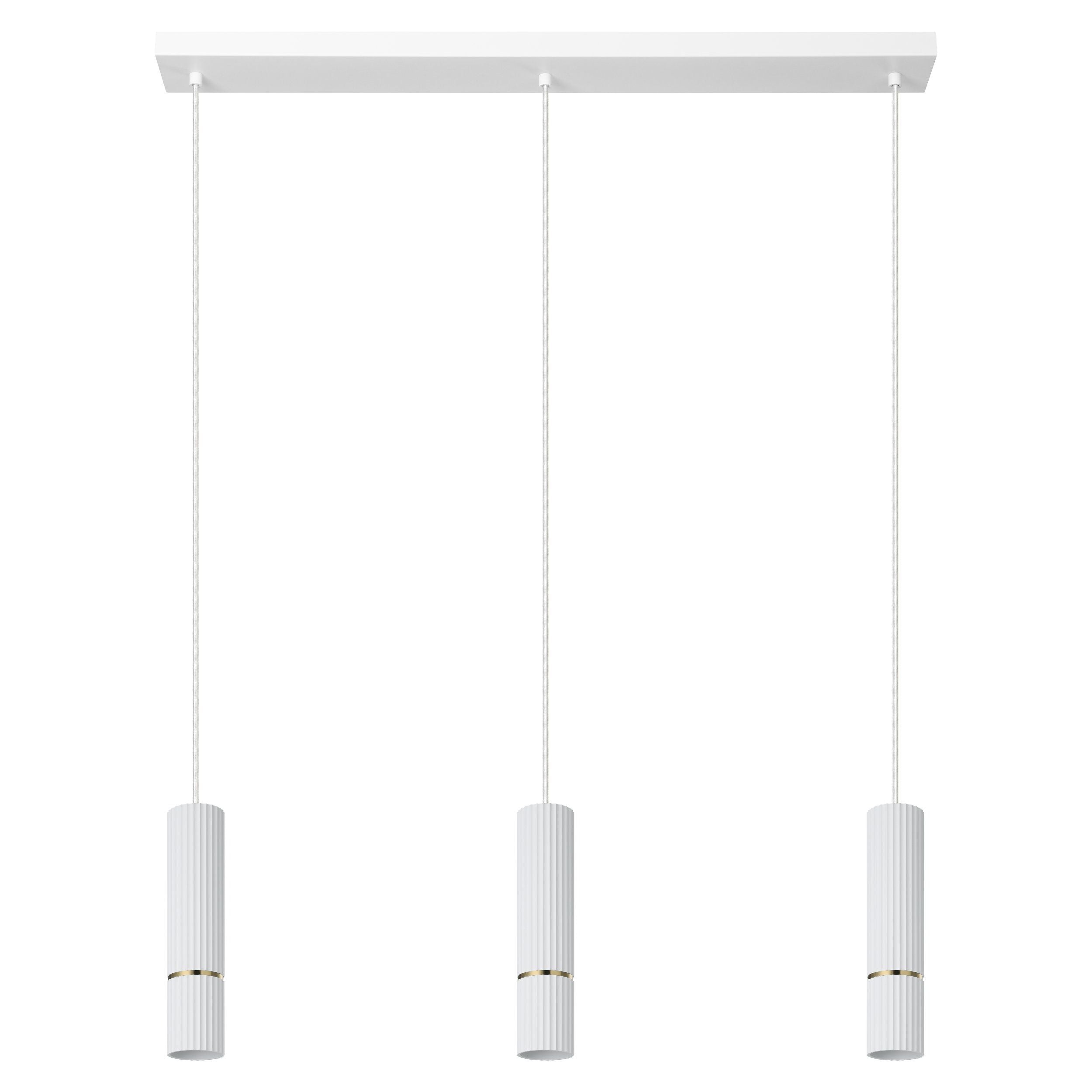 Caminia 3 Light Bar White and Brass Modern Slimline Pendant