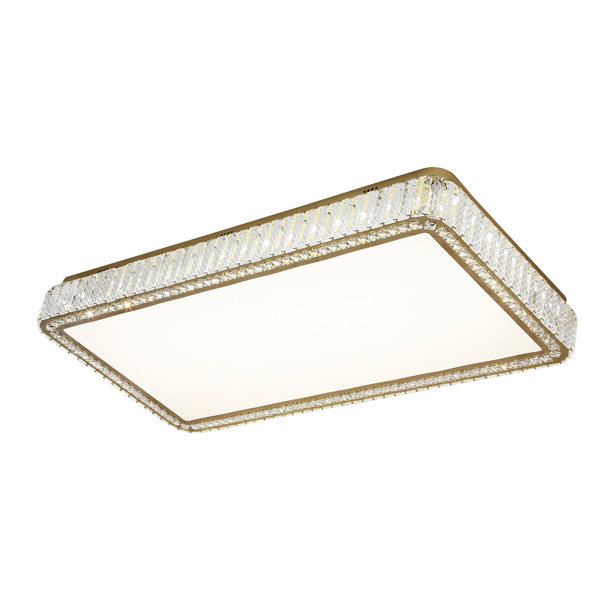 Asha 1200 Crystal with Gold Remote Controlled Tri-Colour LED Close to Ceiling