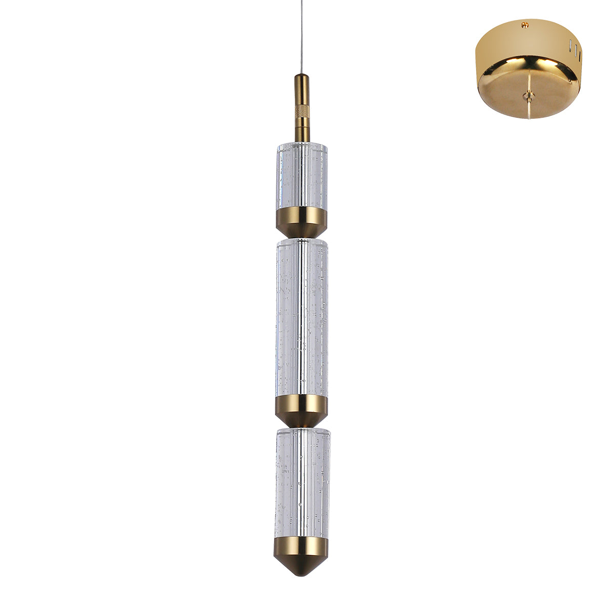 Athena 1 Light Bubble Crystal with Gold Remote Controlled LED Contemporary Pendant