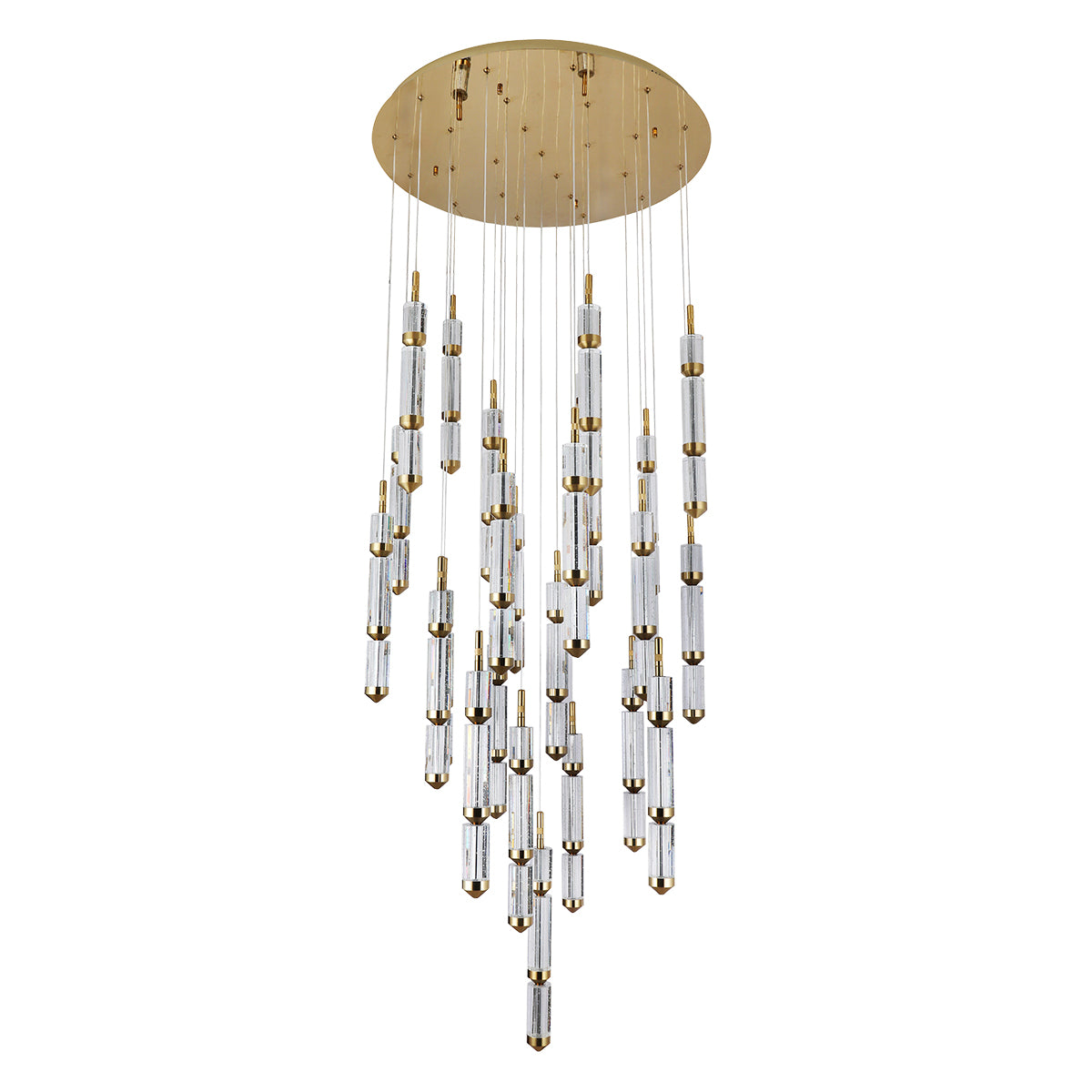 Athena 25 Light Round Bubble Crystal with Gold remote Controlled LED Contemporary Pendant