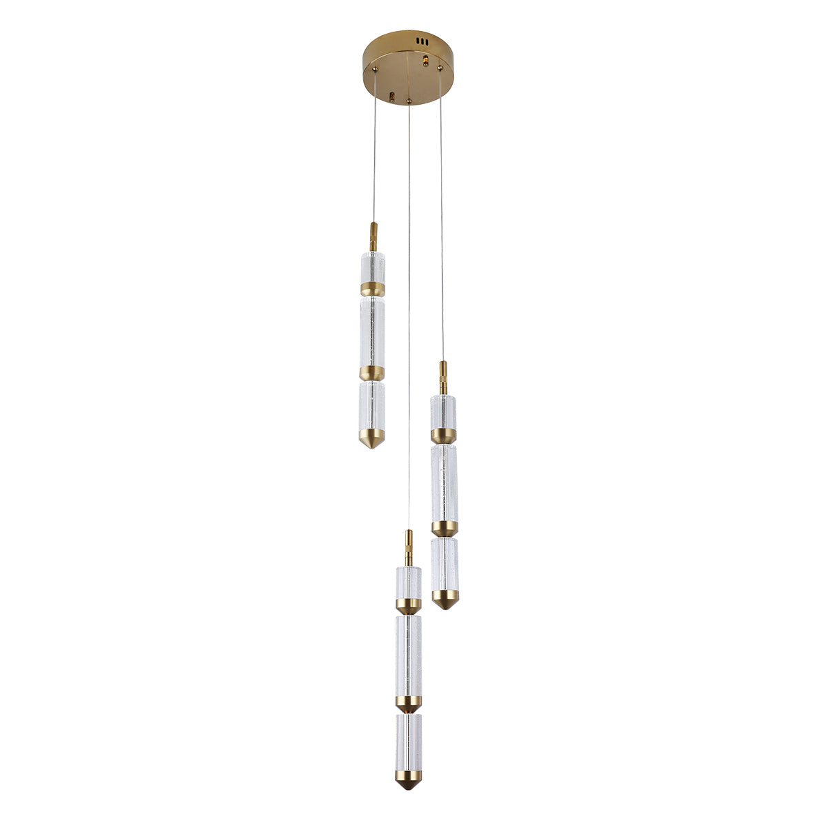 Athena 3 Light Round Bubble Crystal with Gold Remote Controlled LED Contemporary Pendant