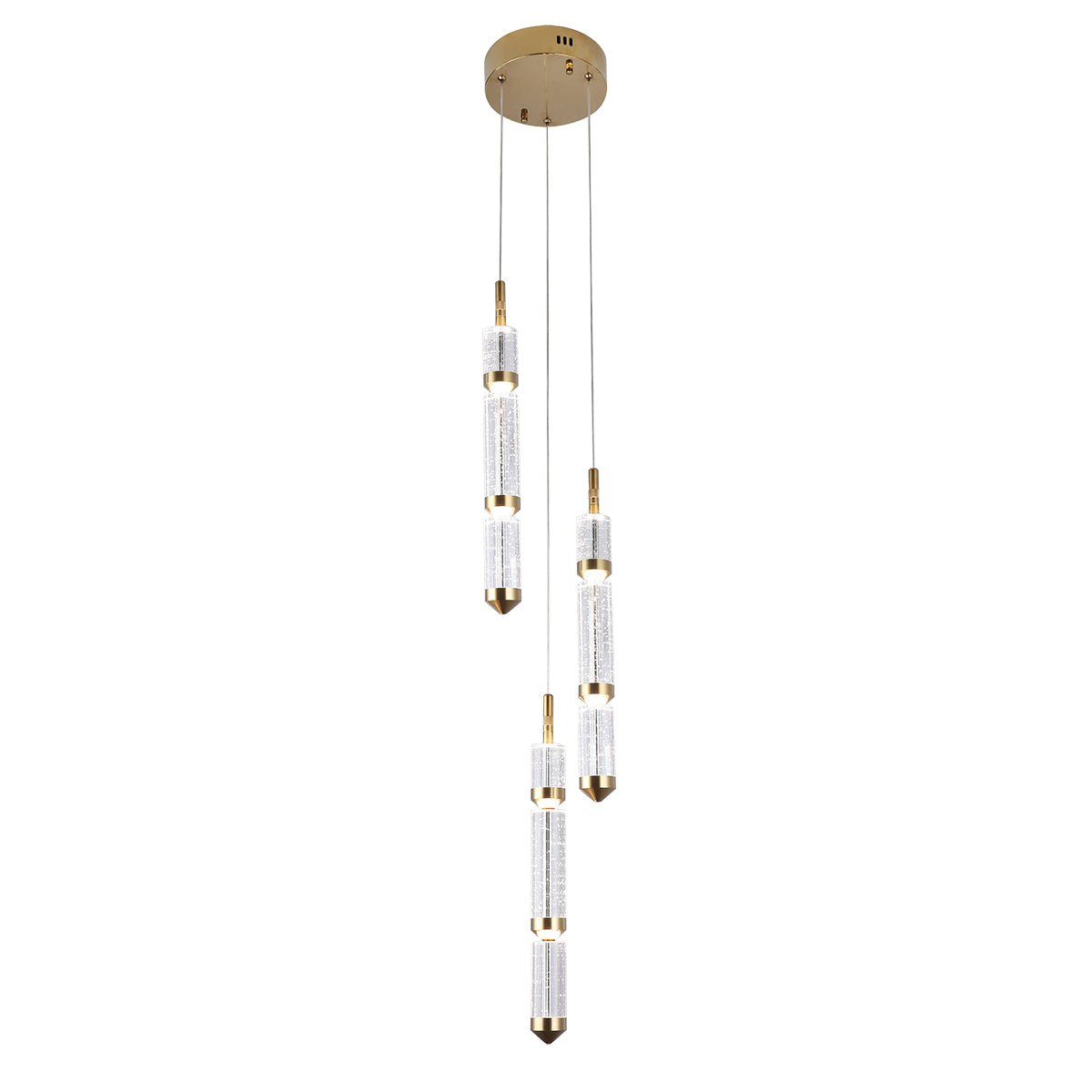 Athena 3 Light Round Bubble Crystal with Gold Remote Controlled LED Contemporary Pendant