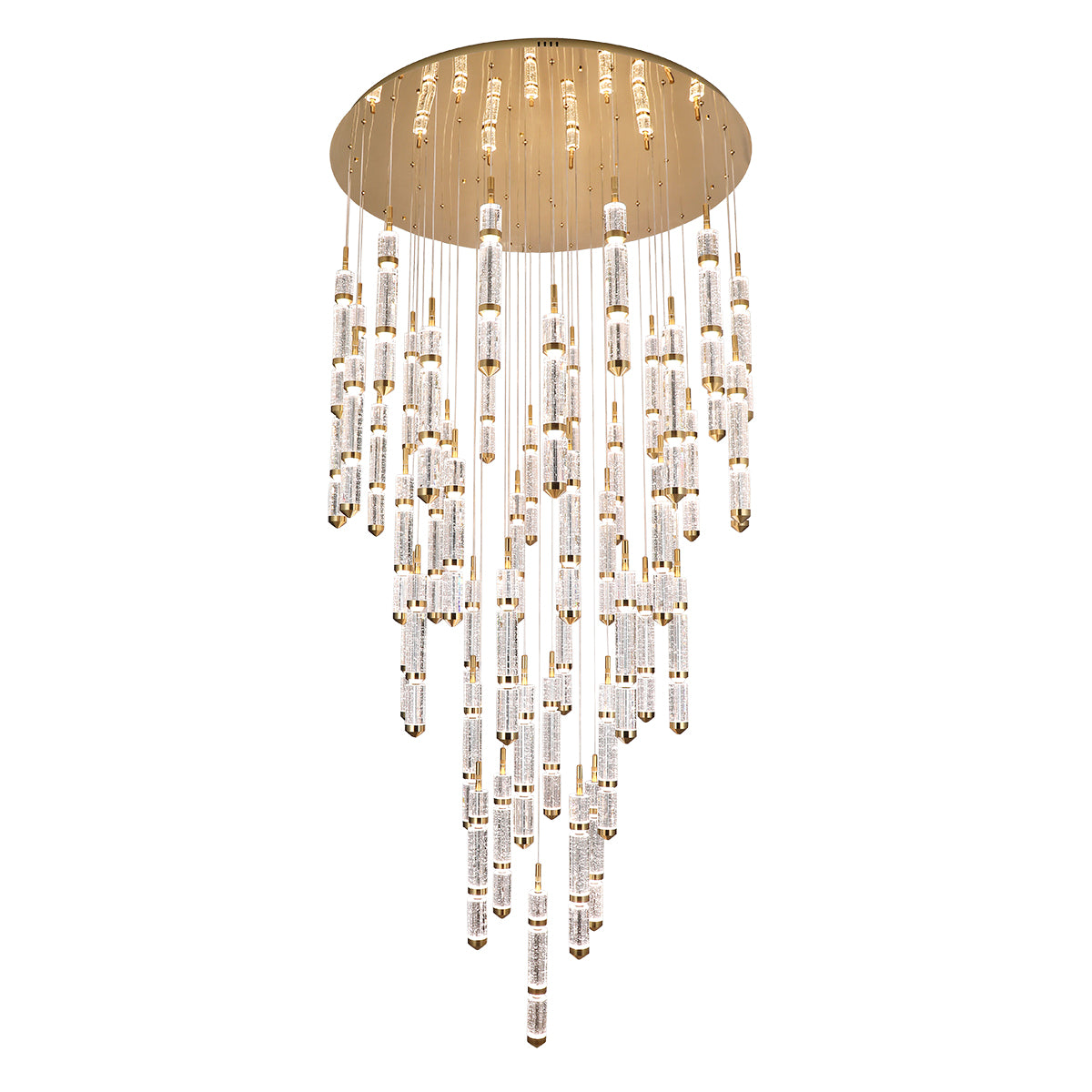 Athena 49 Light Round Bubble Crystal with Gold Remote Controlled LED Contemporary Pendant