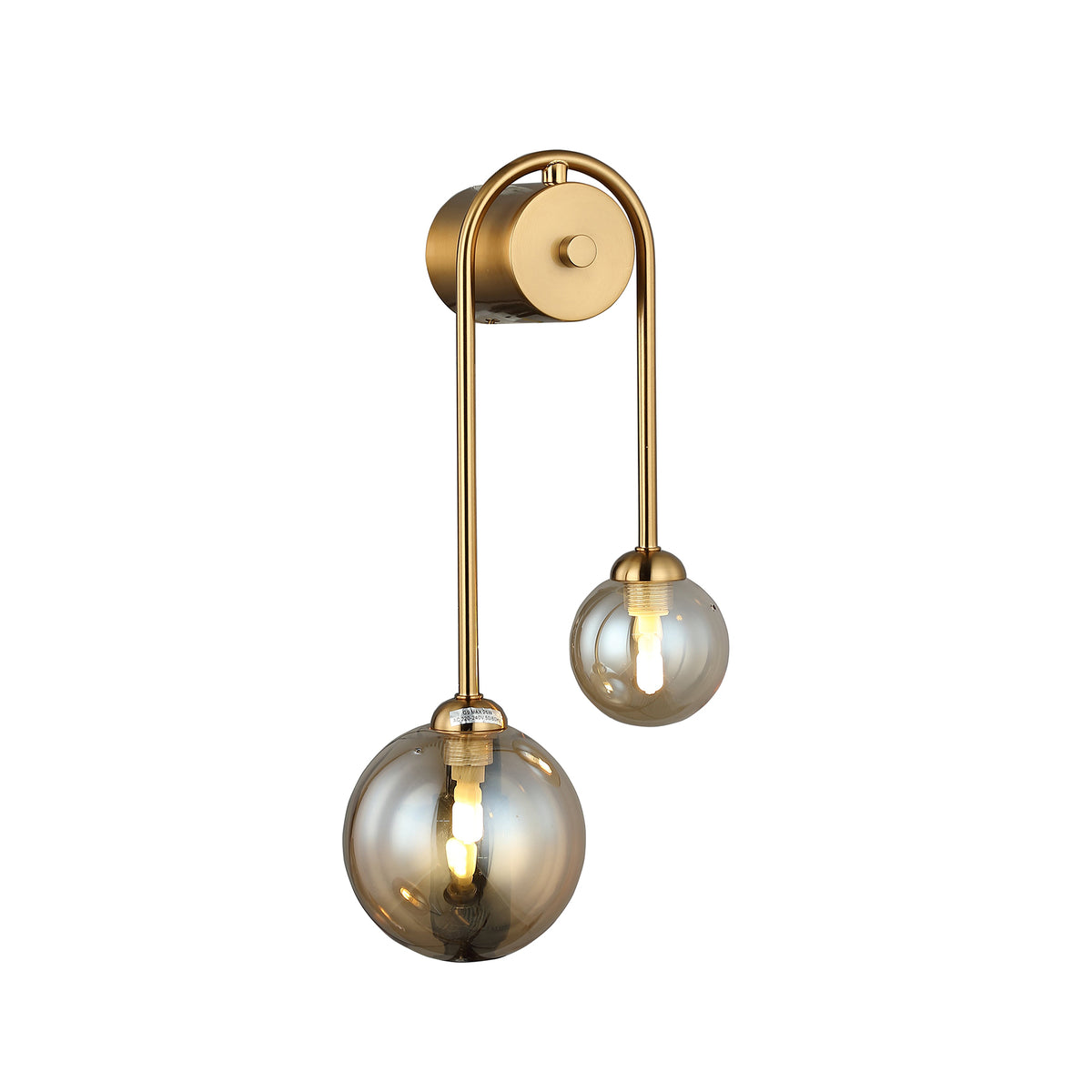 Avidi Left Bronze and Amber Two Drop Modern Wall Light