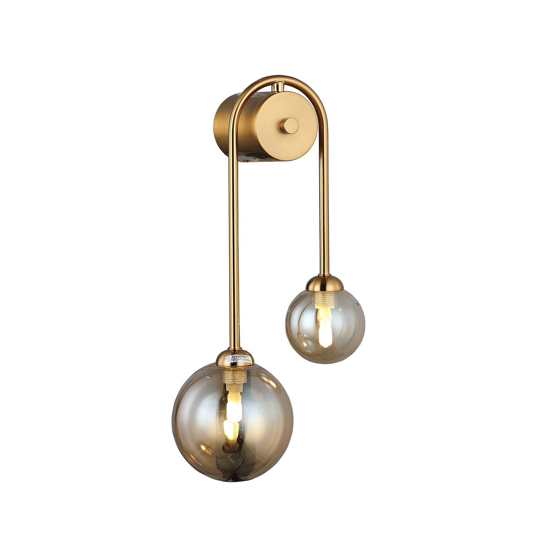 Avidi Left Bronze and Amber Two Drop Modern Wall Light