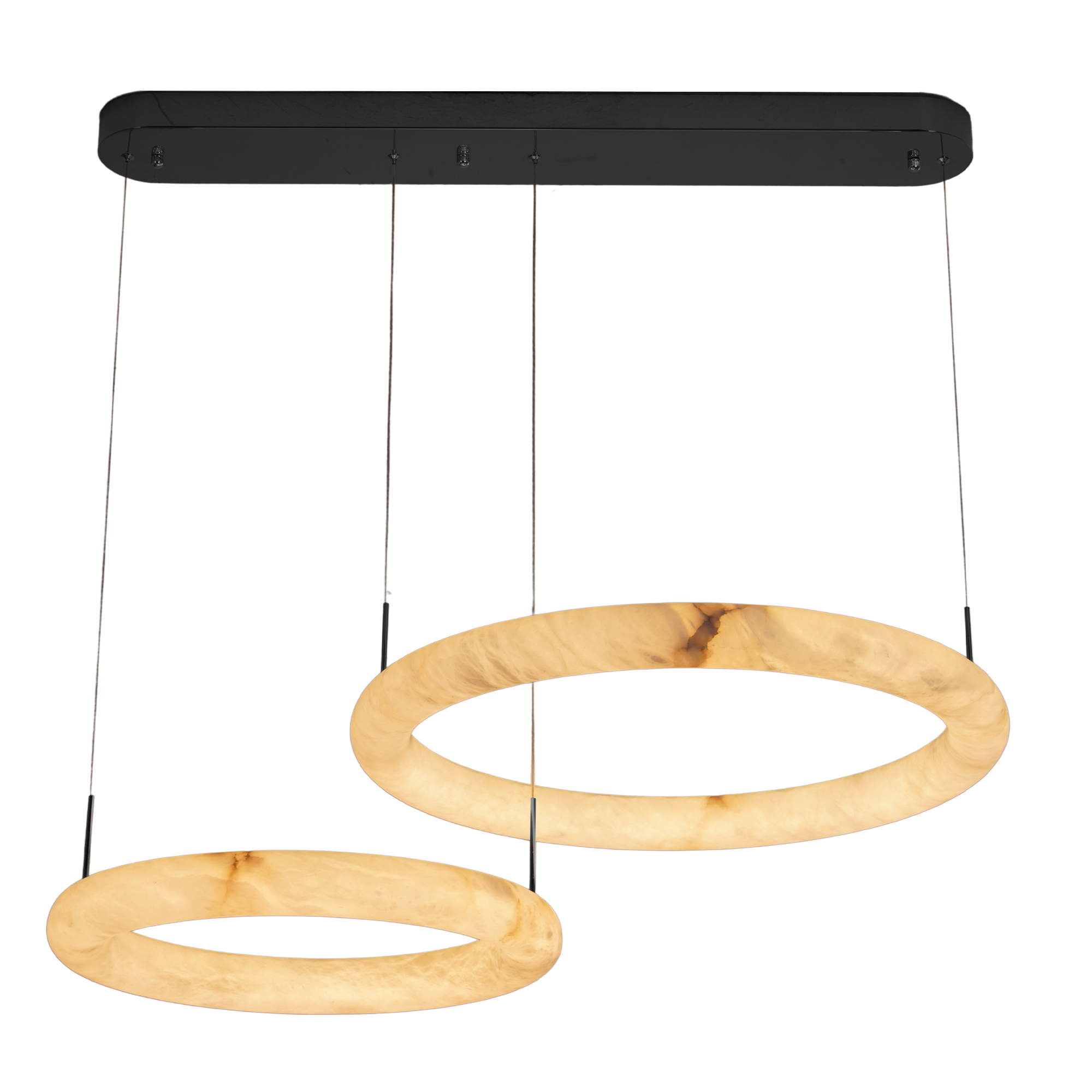 Bianca 2 Ring Black with Alabaster Tri-Colour Remote Controlled LED Modern Pendant