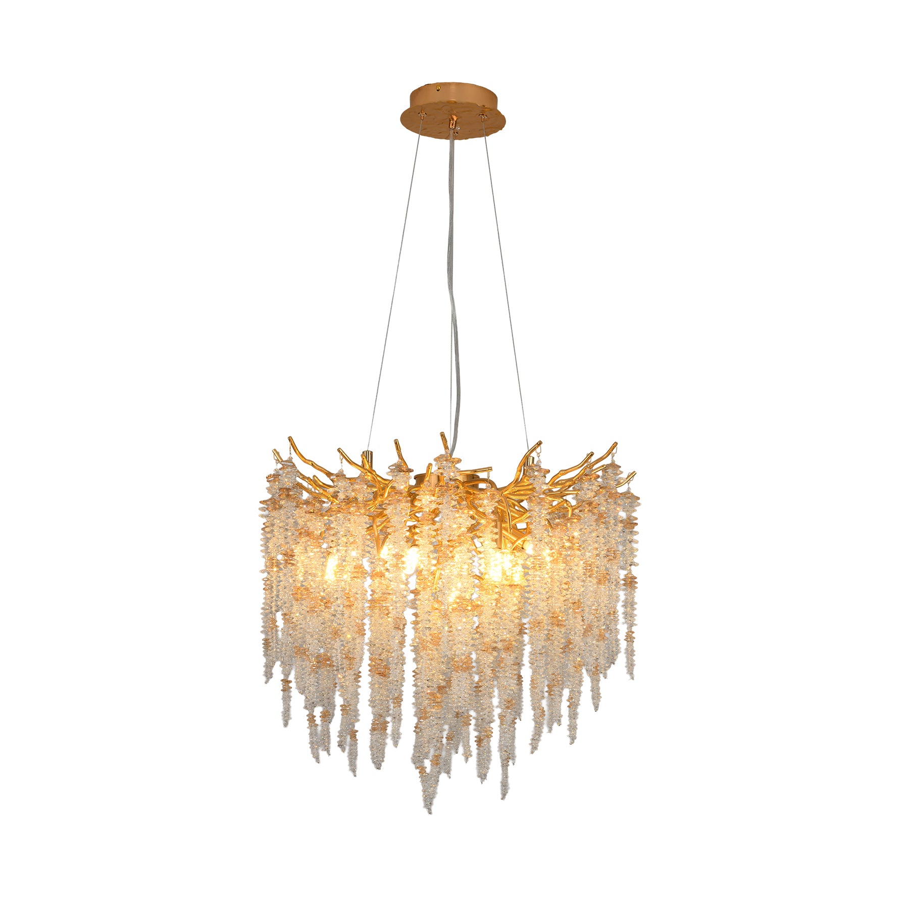 Coral 600mm Gold Organic Classic Clear and Amber Crystal Chandelier