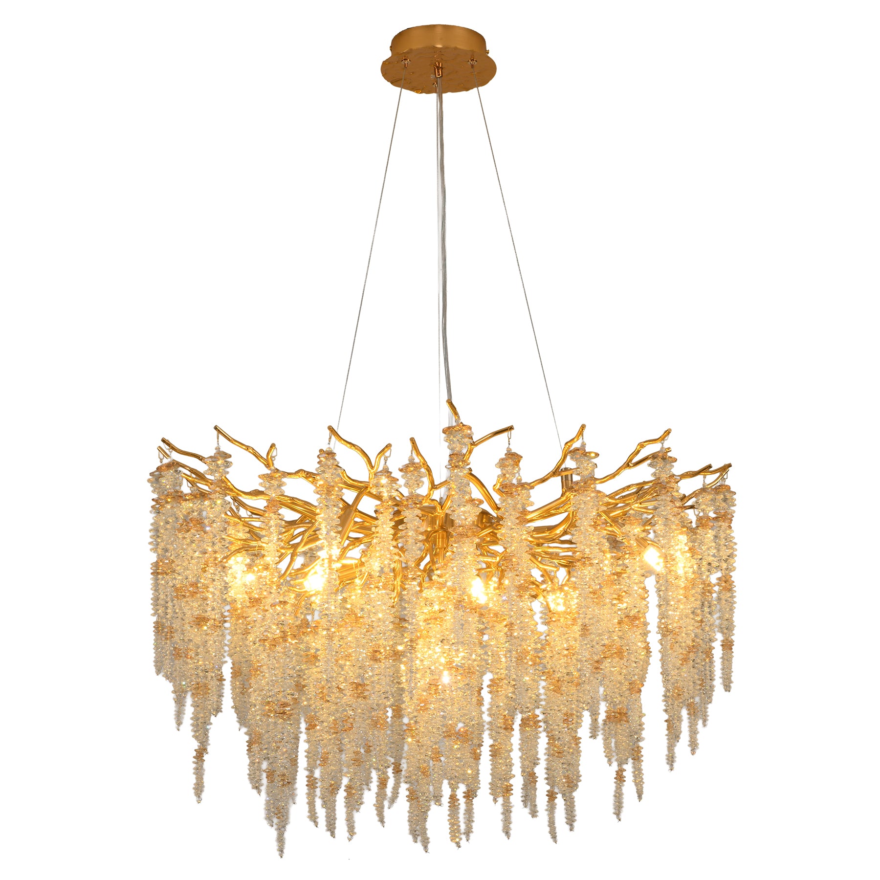 Coral 800mm Gold Organic Classic Clear and Amber Crystal Chandelier