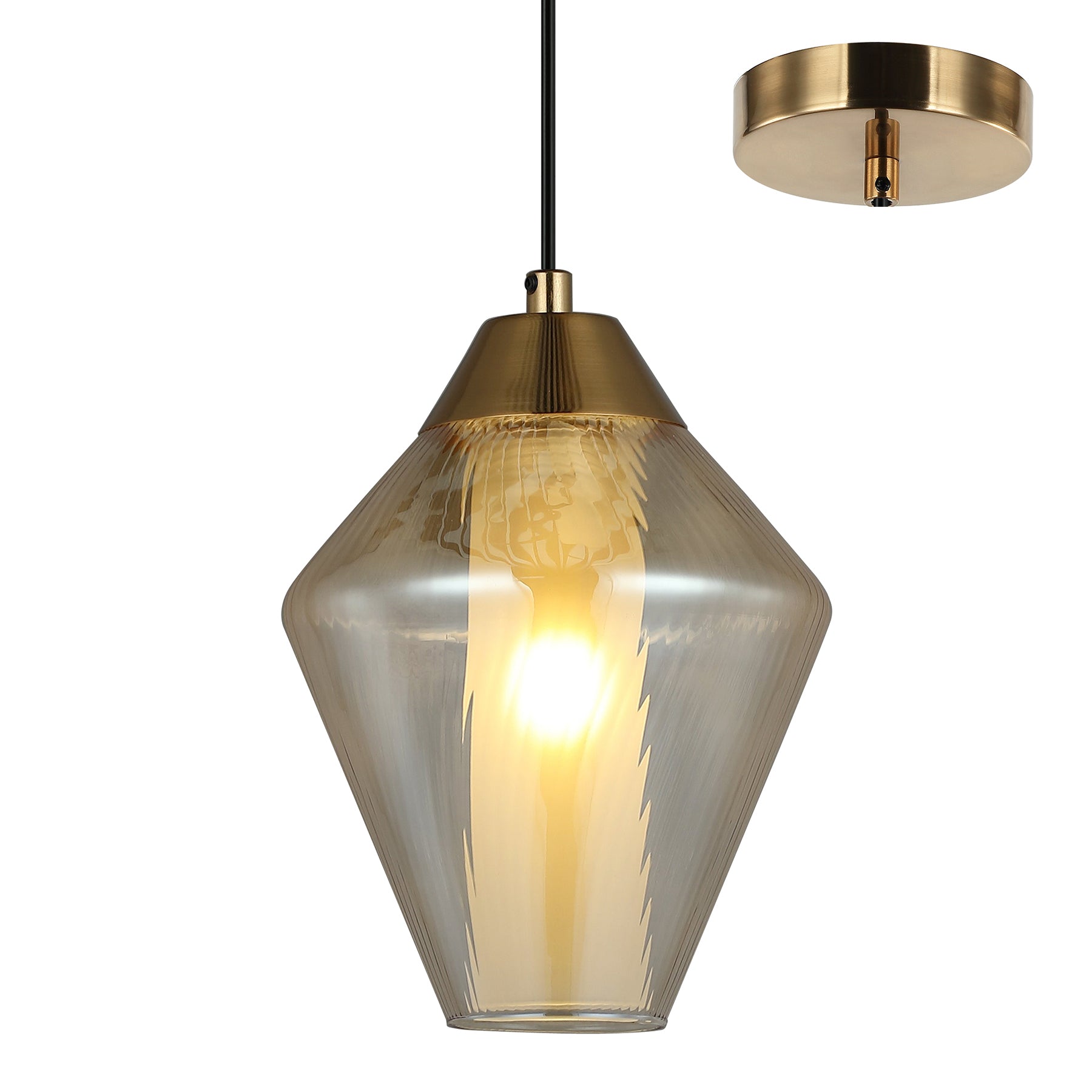 Darius Bronze and Amber 1 Light Modern Pendant