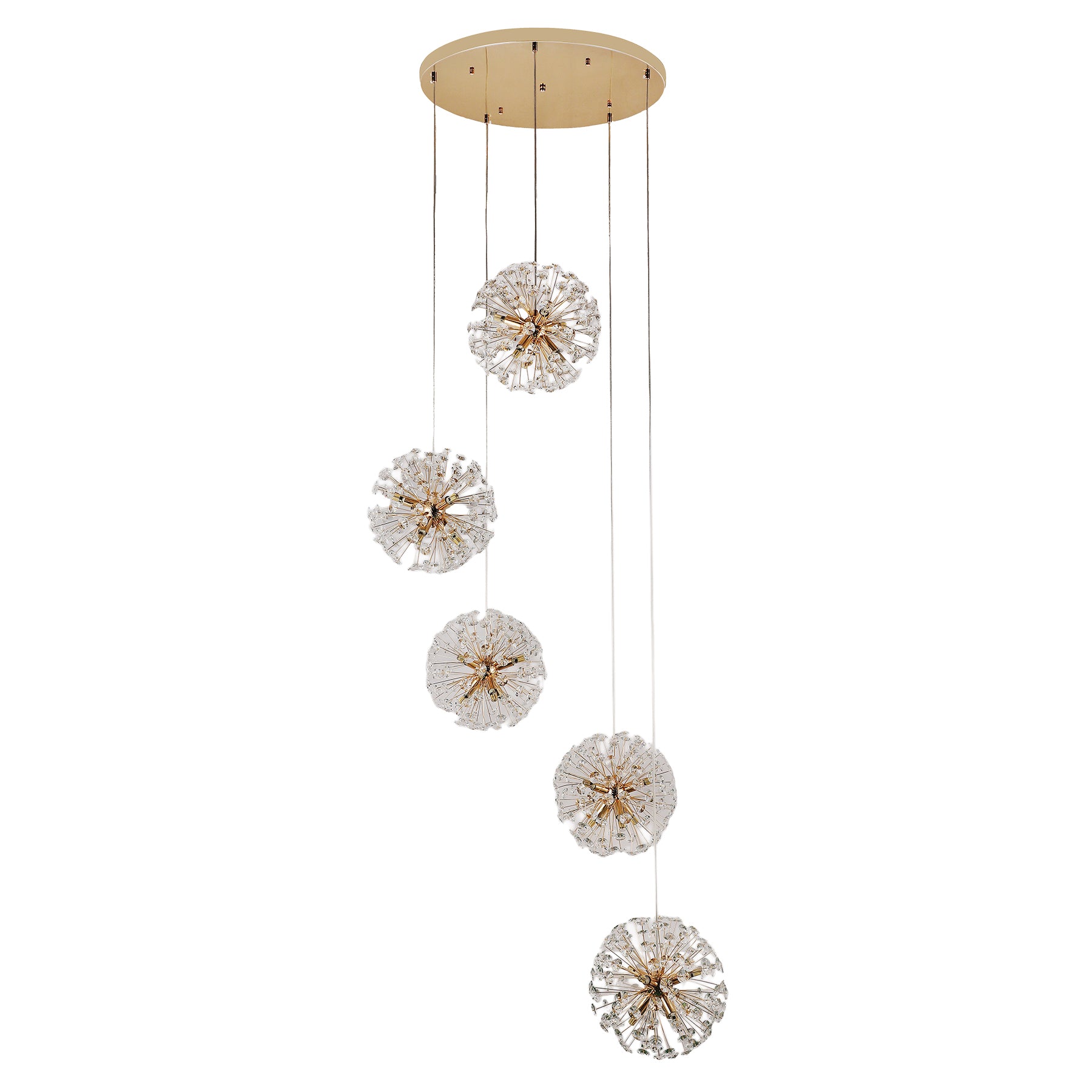 Florida 5 Piece Gold Cluster Modern Classic Crystal Chandelier