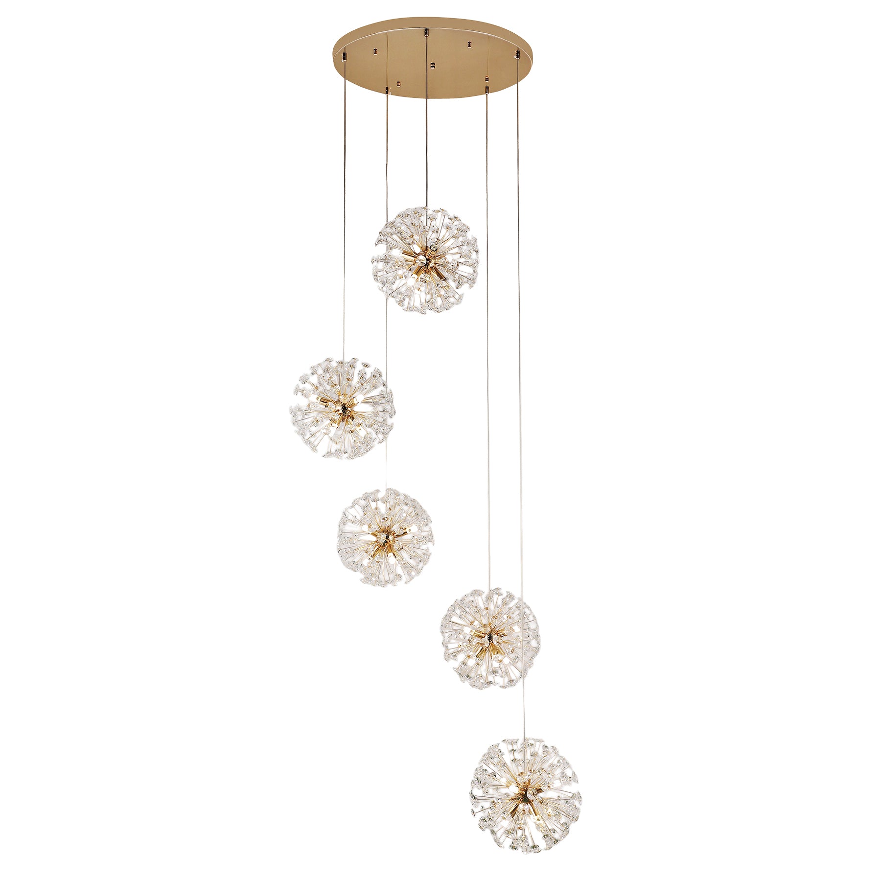 Florida 5 Piece Gold Cluster Modern Classic Crystal Chandelier
