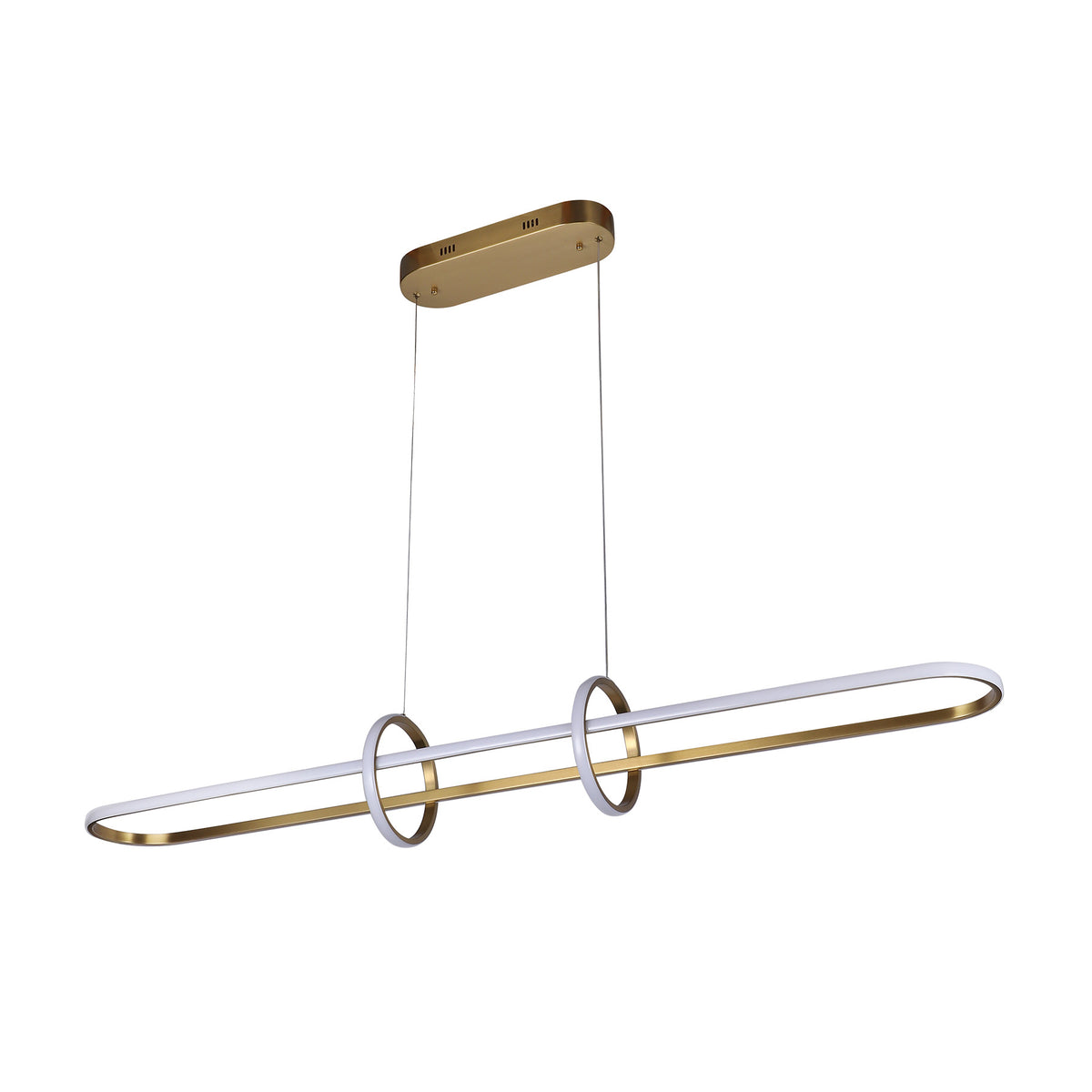 Gemini Antique Brass LED Tri-Colour 1500mm Contemporary Remote Control Linear Horizontal Ring Pendant