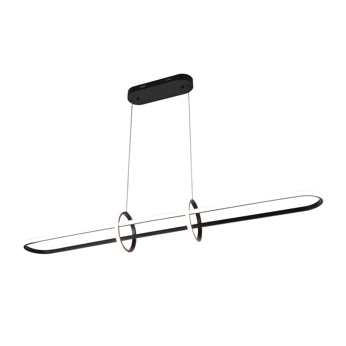 Gemini Black LED Tri-Colour 1500mm Contemporary Remote Control Linear Horizontal Ring Pendant