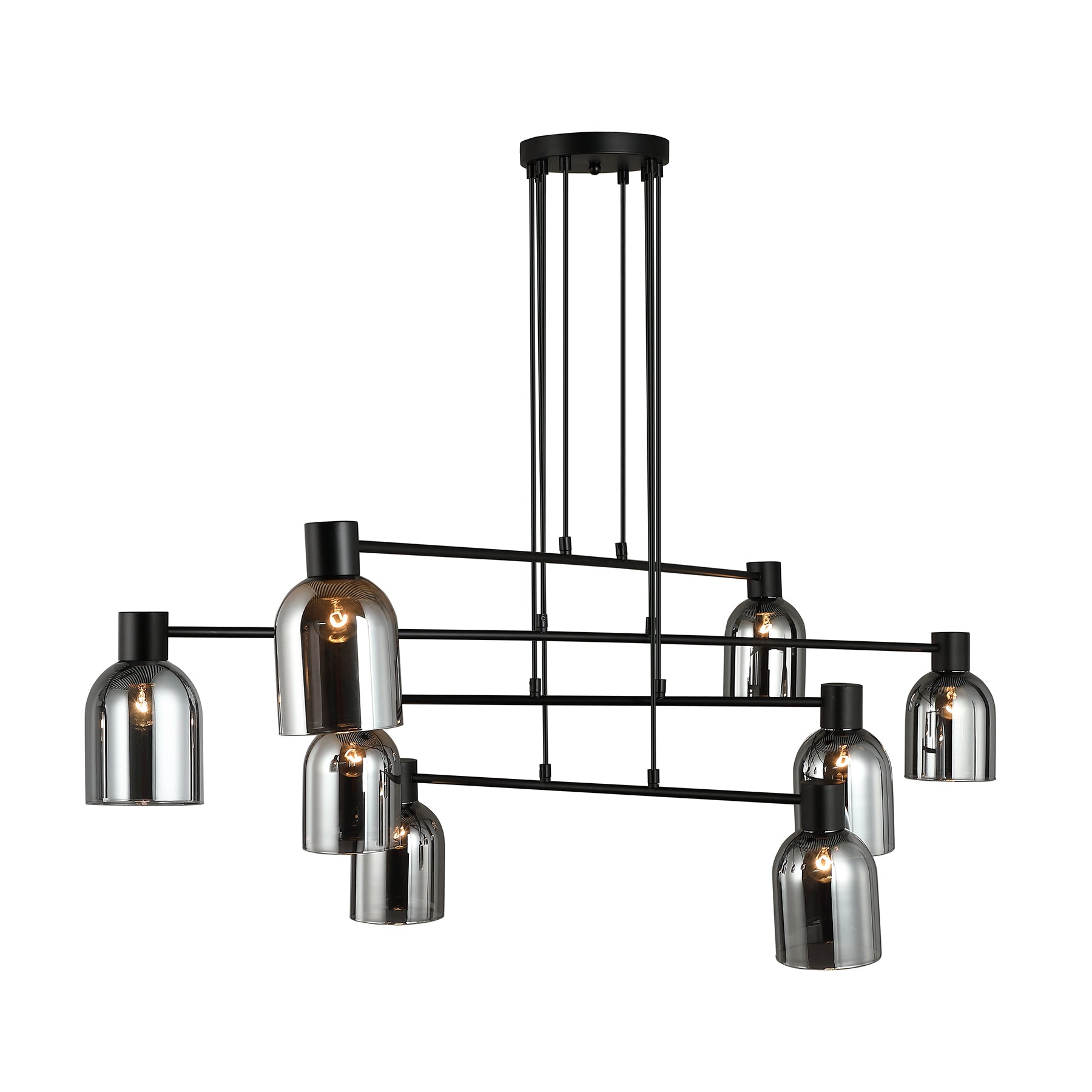 Lisbon 8 Light Black and Smoke Linear Modern Pendant