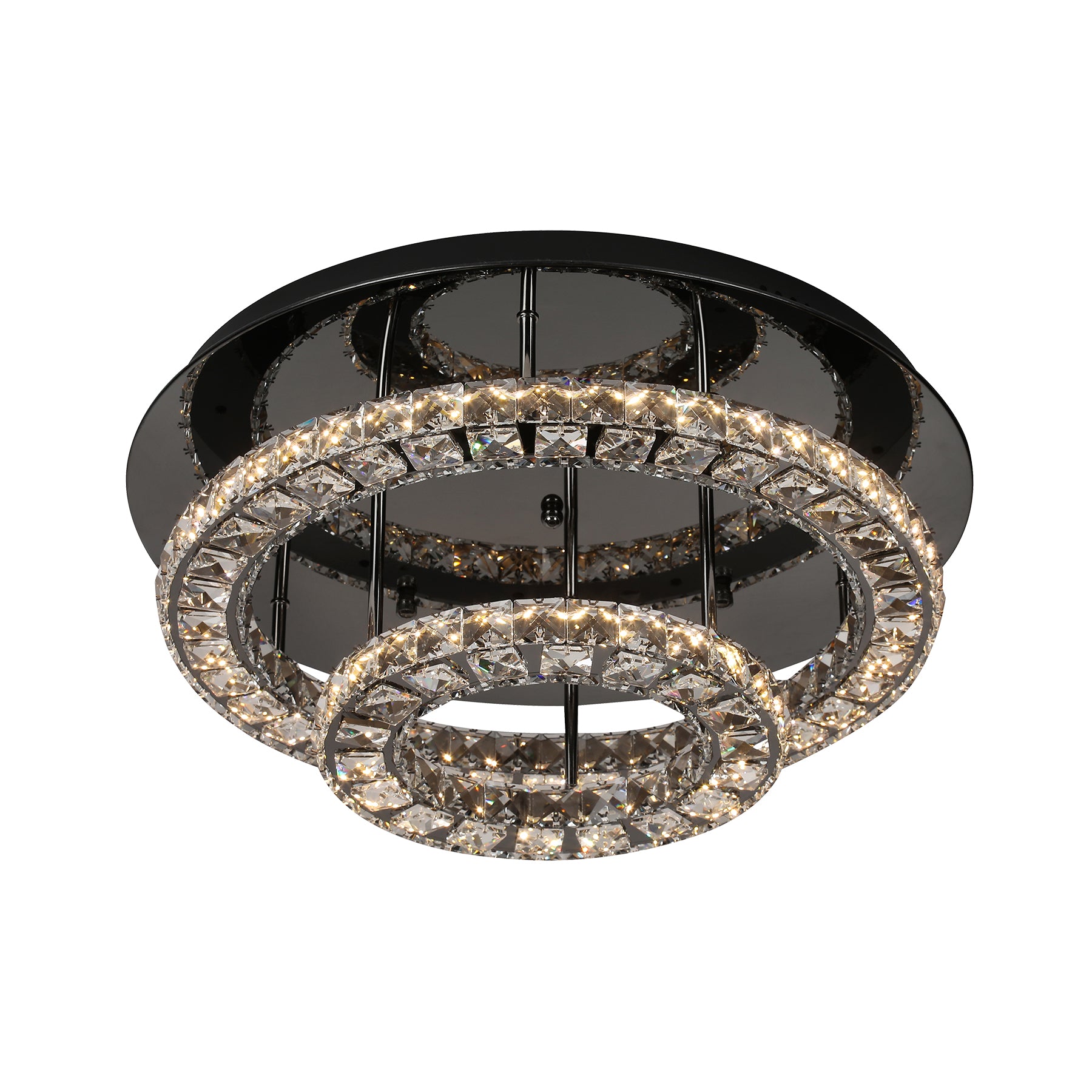Milazzo 550 Gunmetal with Crystal Remote Controlled Tri-Colour LED Close to Ceiling