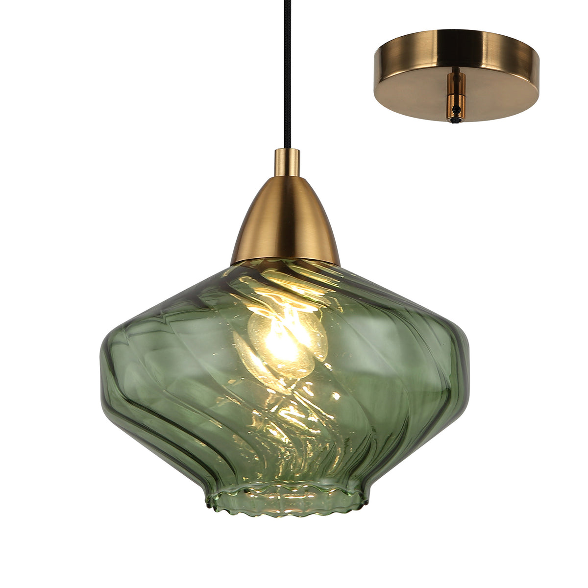 Mintana Bronze and Green Modern Textured Glass Pendant