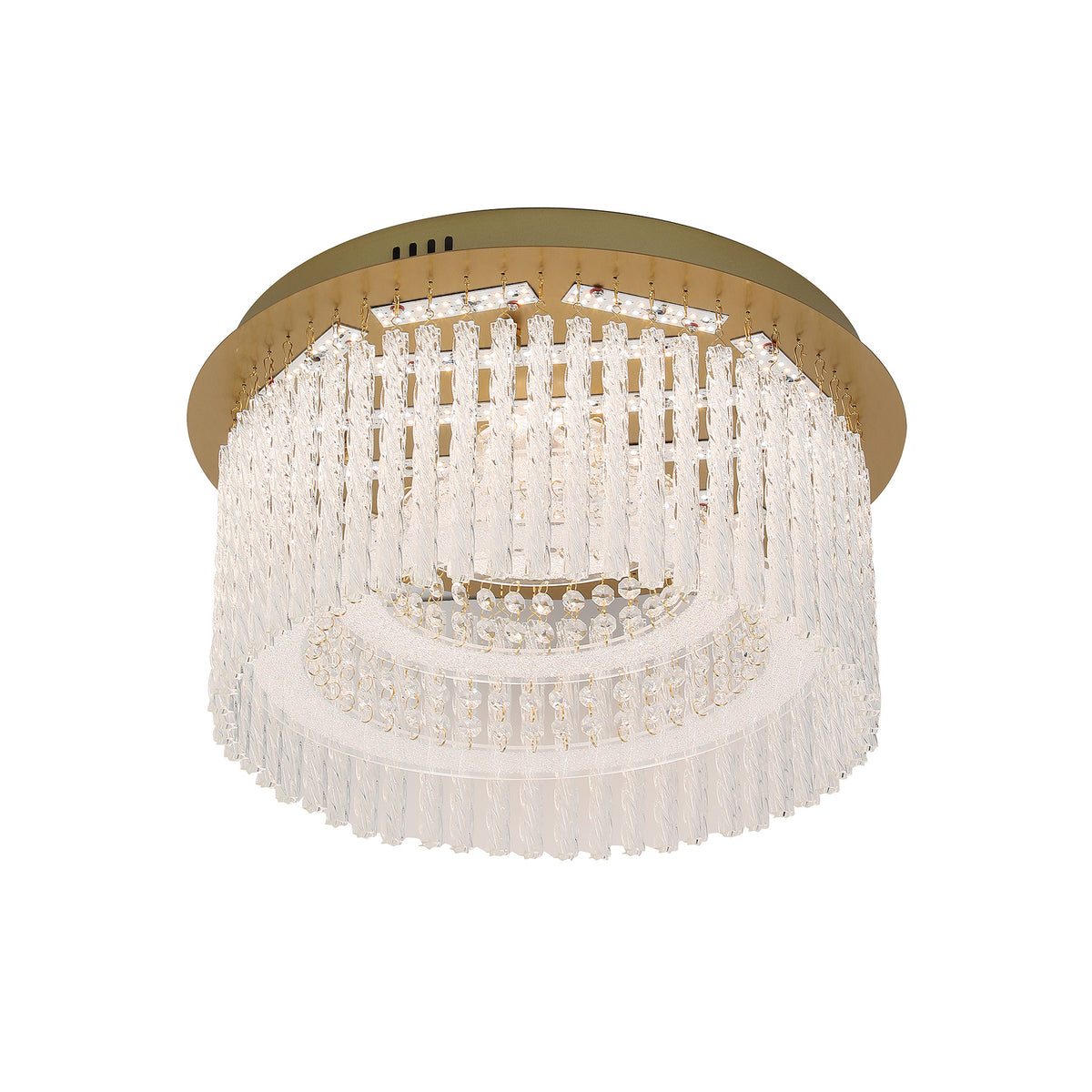 Naples Antique Brass Medium Round LED Modern Crystal Close to Ceiling