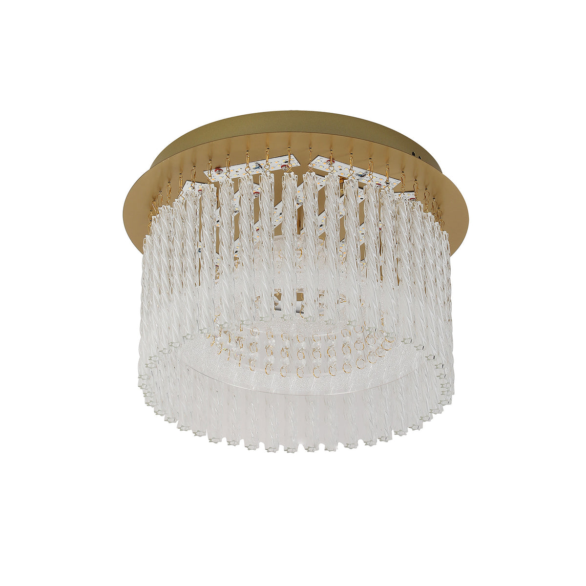 Naples Antique Brass Small Round LED Modern Crystal Close to Ceiling